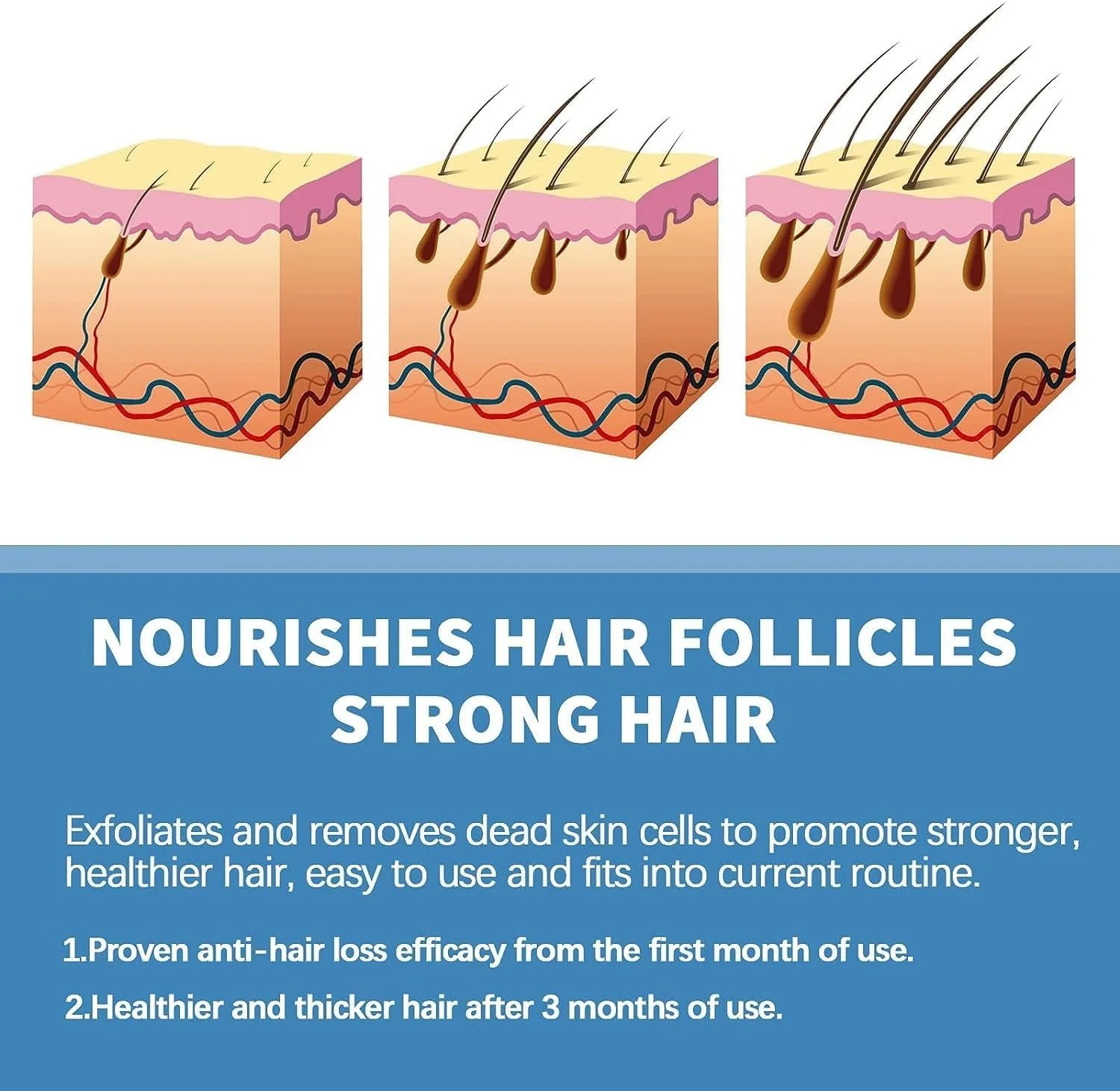 محلول رولی Hair Growth X، سرم رشد مو Hairgrowth-X برای آقایان و بانوان، Hairgrowth-X - روغن ضروری غلیظ کننده مو و ریش، 10 برابر برای تقویت رشد مو (3 عدد)