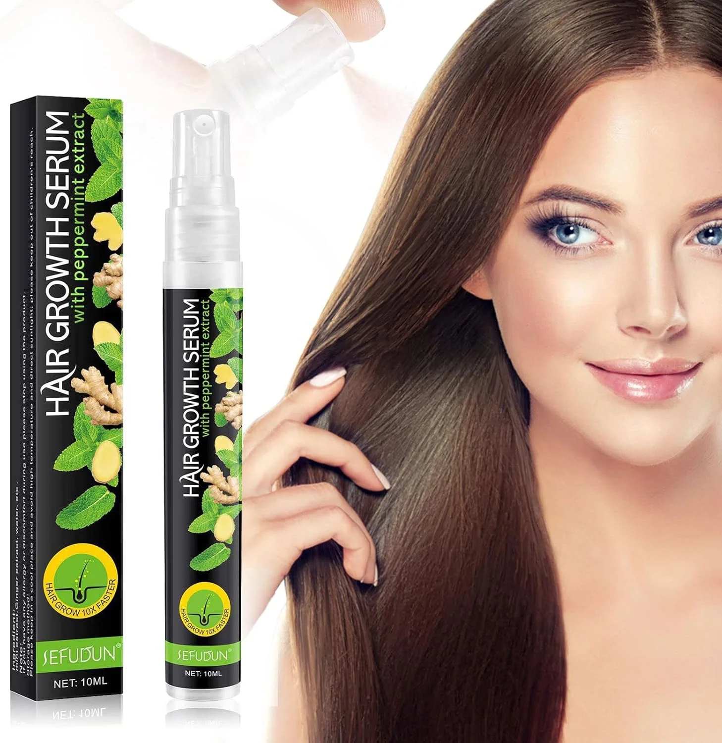 اسپری سرم اسانس رشد مو - سرم رشد مو 10 میلی لیتری حاوی عصاره نعناع فلفلی برای جلوگیری از طاسی، تقویت و تغذیه ریشه مو، ضد ریزش مو و رشد مجدد مو