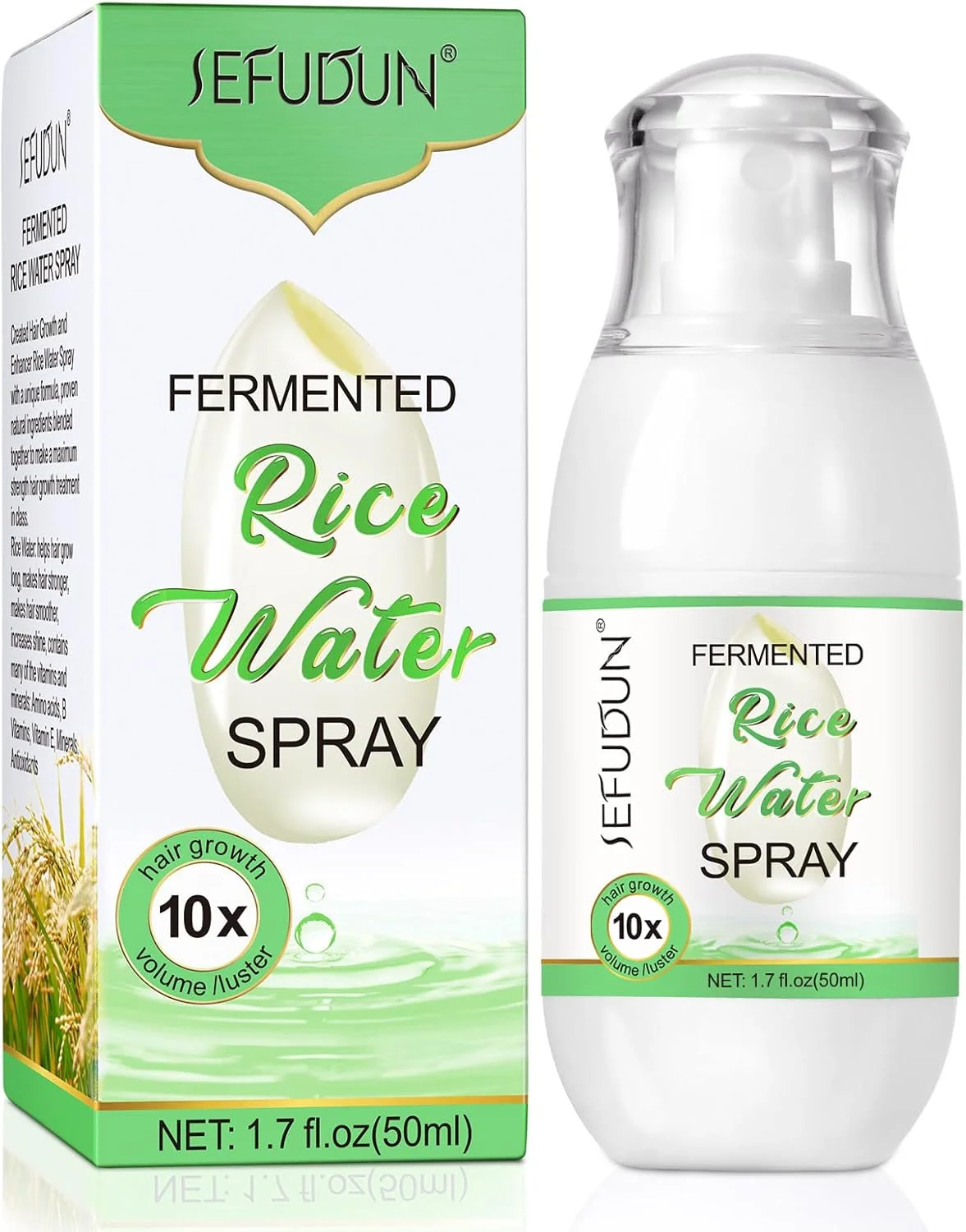 آب برنج برای رشد مو، سرم رشد مو، اسپری آب برنج، آب برنج برای مو، درمان ریزش مو برای زنان، حاوی بیوتین و روغن کرچک، 50 میلی لیتر