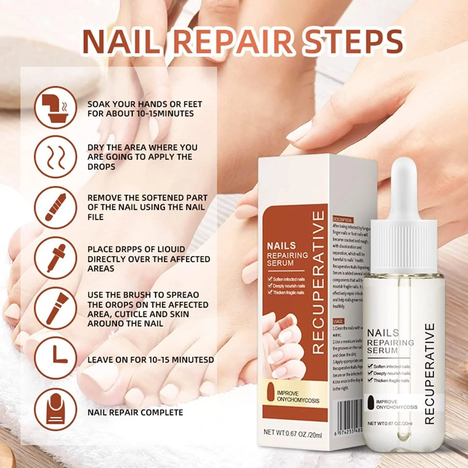 سرم تقویت کننده و رشد ناخن 7 روزه GFOUK، سرم رشد و استحکام ناخن، سرم روغنی تقویت کننده و رشد ناخن، درمان تقویت کننده ناخن برای ناخن های قوی تر در 1 هفته (2 عدد)