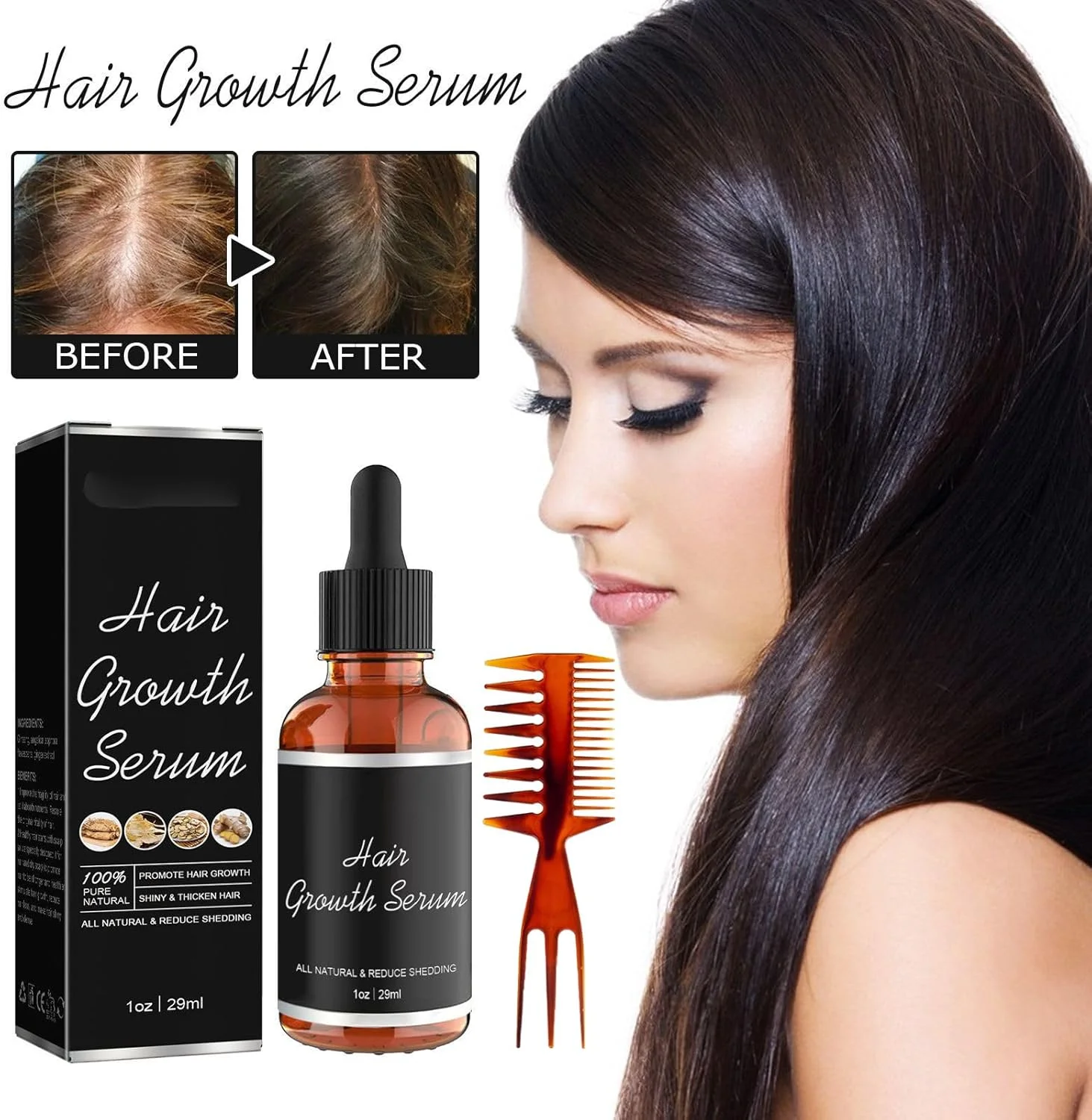 سرم رشد مو نور، روغن زیتون آفریقایی، روغن رشد مو برای جلوگیری از ریزش مو، سرم رشد مو نور برای زنان سفید پوست و سیاه پوست، سرم مو نور لاو، تغذیه کننده موهای خشک و آسیب دیده و ضد ریزش مو (2 عدد)