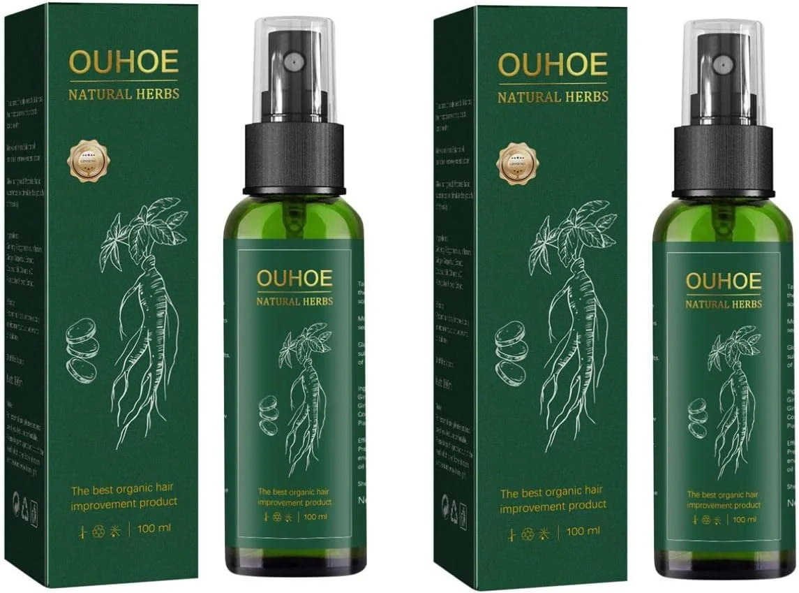 اسپری احیا کننده مو با عصاره جینسینگ قرمز، اسپری بازسازی مو کورتین با جینسینگ قرمز، سرم اسپری رشد مو زنجبیلی، اسانس رشد مجدد مو برای جلوگیری از ریزش و رشد مجدد مو (2 عدد)