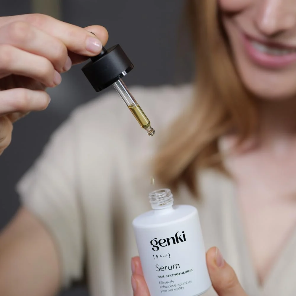 سرم تقویت کننده مو Genki Haircare حجم 50 میلی لیتر حاوی 5-ALA و کافئین، اثبات شده برای افزایش تراکم مو و تحریک رشد مو سرم تقویت کننده مو Genki Haircare حجم 50 میلی لیتر حاوی 5-ALA و کافئین، اثبات شده برای افزایش تراکم مو و تحریک رشد مو