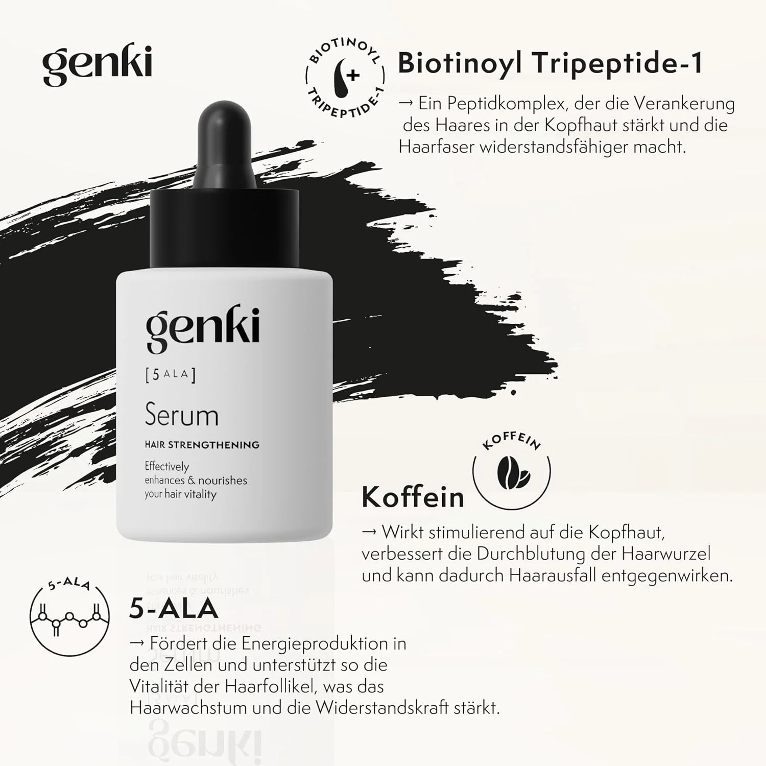 سرم تقویت کننده مو Genki Haircare حجم 50 میلی لیتر حاوی 5-ALA و کافئین، اثبات شده برای افزایش تراکم مو و تحریک رشد مو سرم تقویت کننده مو Genki Haircare حجم 50 میلی لیتر حاوی 5-ALA و کافئین، اثبات شده برای افزایش تراکم مو و تحریک رشد مو