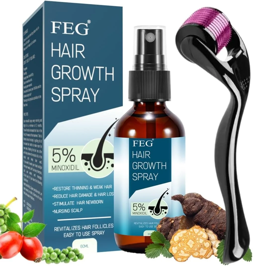 مجموعه سرم رشد مو FEG - ماینوکسیدیل 5% به همراه غلتک | ماینوکسیدیل 5 برای آقایان و بانوان | سرم های رشد مجدد مو، ریش و بیوتین برای داشتن روغن رشد موی ضخیم تر و سالم تر 60 میلی لیتر مجموعه سرم رشد مو FEG - ماینوکسیدیل 5% به همراه غلتک | ماینوکسیدیل 5 برای آقایان و بانوان | سرم های رشد مجدد مو، ریش و بیوتین برای داشتن روغن رشد موی ضخیم تر و سالم تر 60 میلی لیتر