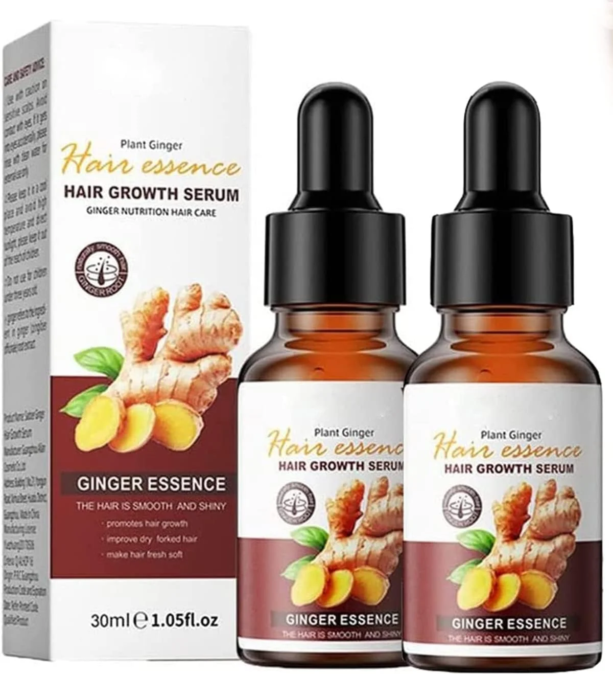 سرم مو عصاره زنجبیل 30 میلی لیتر، سرم مراقبت از مو با عصاره زنجبیل طبیعی، روغن زنجبیل برای رشد مو، سرم مو برای رشد مجدد و ضخیم شدن مو (2 عدد)