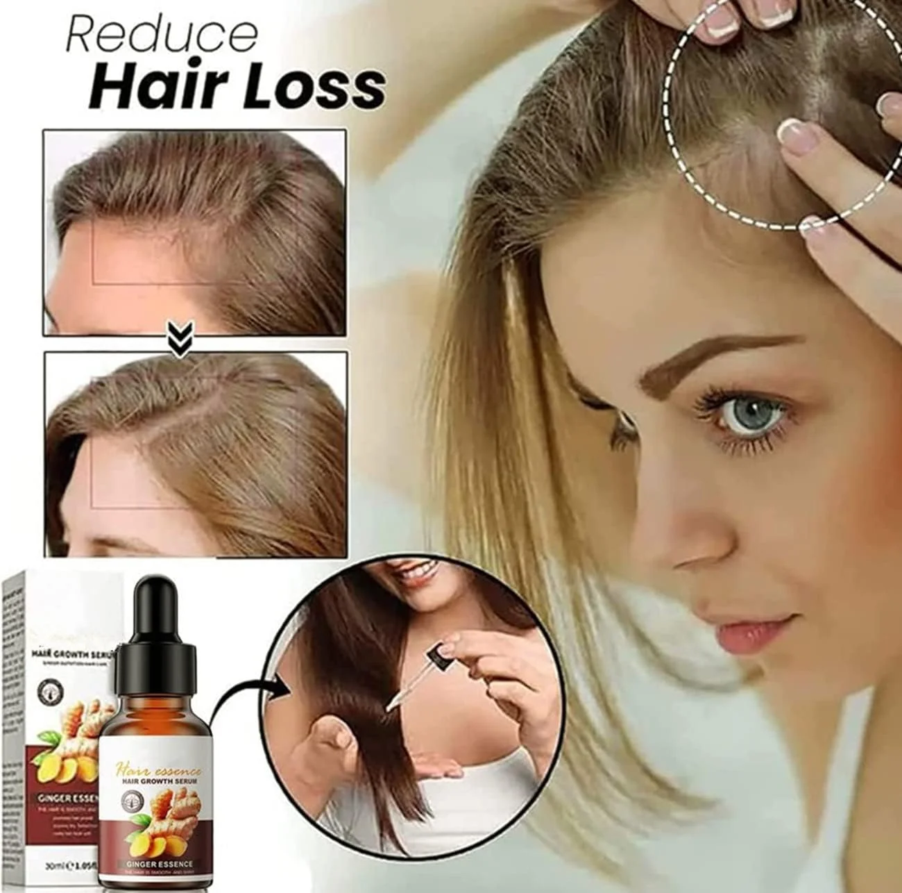 سرم مو عصاره زنجبیل 30 میلی لیتر، سرم مراقبت از مو با عصاره زنجبیل طبیعی، روغن زنجبیل برای رشد مو، سرم مو برای رشد مجدد و ضخیم شدن مو (3 عدد)