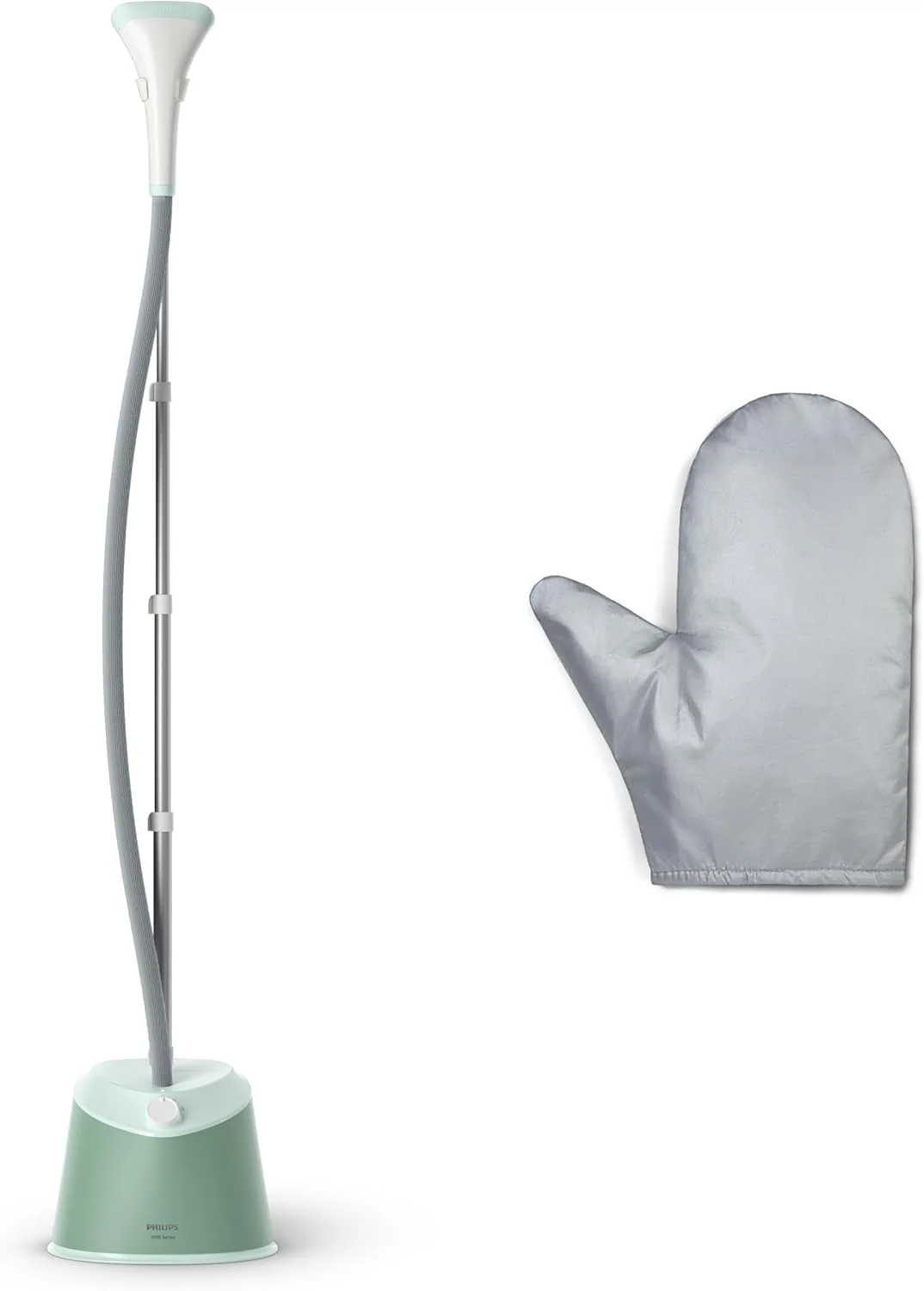 بخارگر لباس فیلیپس سری 1000 - 1600 وات، مخزن جداشدنی 1.8 لیتری، 2 حالت بخار، 32 گرم در دقیقه، طراحی جمع و جور، سبز کویری - STE1010/76