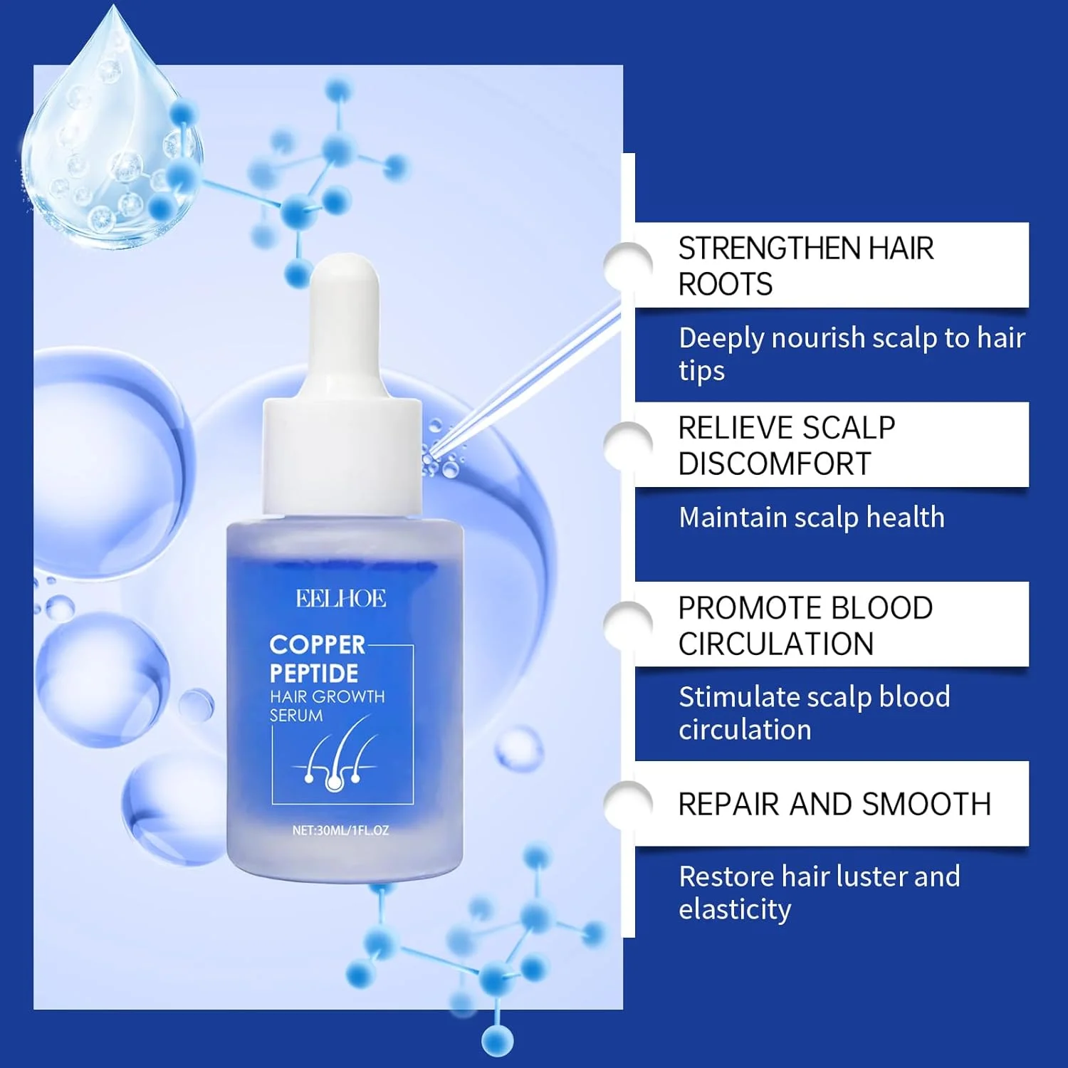 سرم رشد مو پپتید مس آبی FUIN، درمان پوست سر برای موهای ضخیم تر و قوی تر، پشتیبانی از تراکم و خاصیت ارتجاعی، فرمول غیر چرب برای استفاده روزانه، بدون سولفات و پارابن سرم رشد مو پپتید مس آبی FUIN، درمان پوست سر برای موهای ضخیم تر و قوی تر، پشتیبانی از تراکم و خاصیت ارتجاعی، فرمول غیر چرب برای استفاده روزانه، بدون سولفات و پارابن