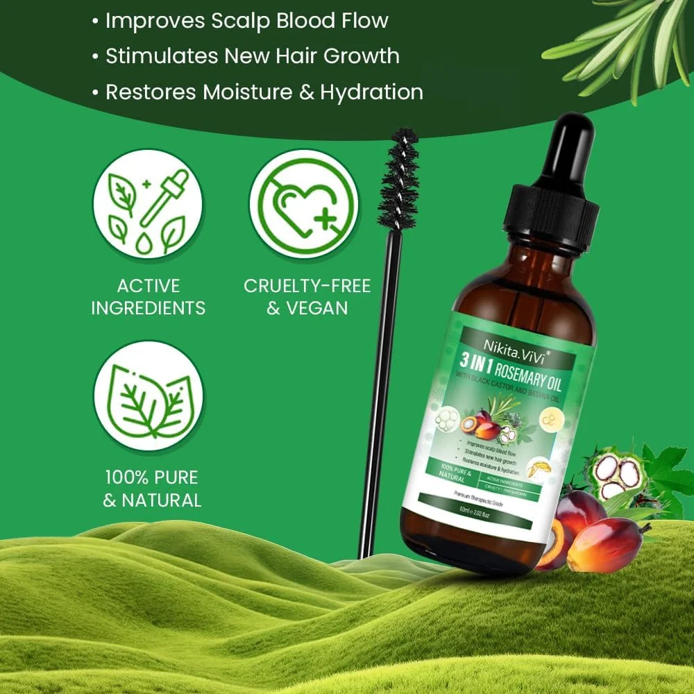 روغن رزماری، روغن کرچک سیاه و روغن باتانا 3 در 1 نیکیتا ویوی به همراه درمارولر 60 میلی لیتر، روغن موی ارگانیک برای رشد مو، روغن درمانی مو با پرس سرد برای سرم ماساژ پوست مو، رشد مجدد مژه و ابرو روغن رزماری، روغن کرچک سیاه و روغن باتانا 3 در 1 نیکیتا ویوی به همراه درمارولر 60 میلی لیتر، روغن موی ارگانیک برای رشد مو، روغن درمانی مو با پرس سرد برای سرم ماساژ پوست مو، رشد مجدد مژه و ابرو