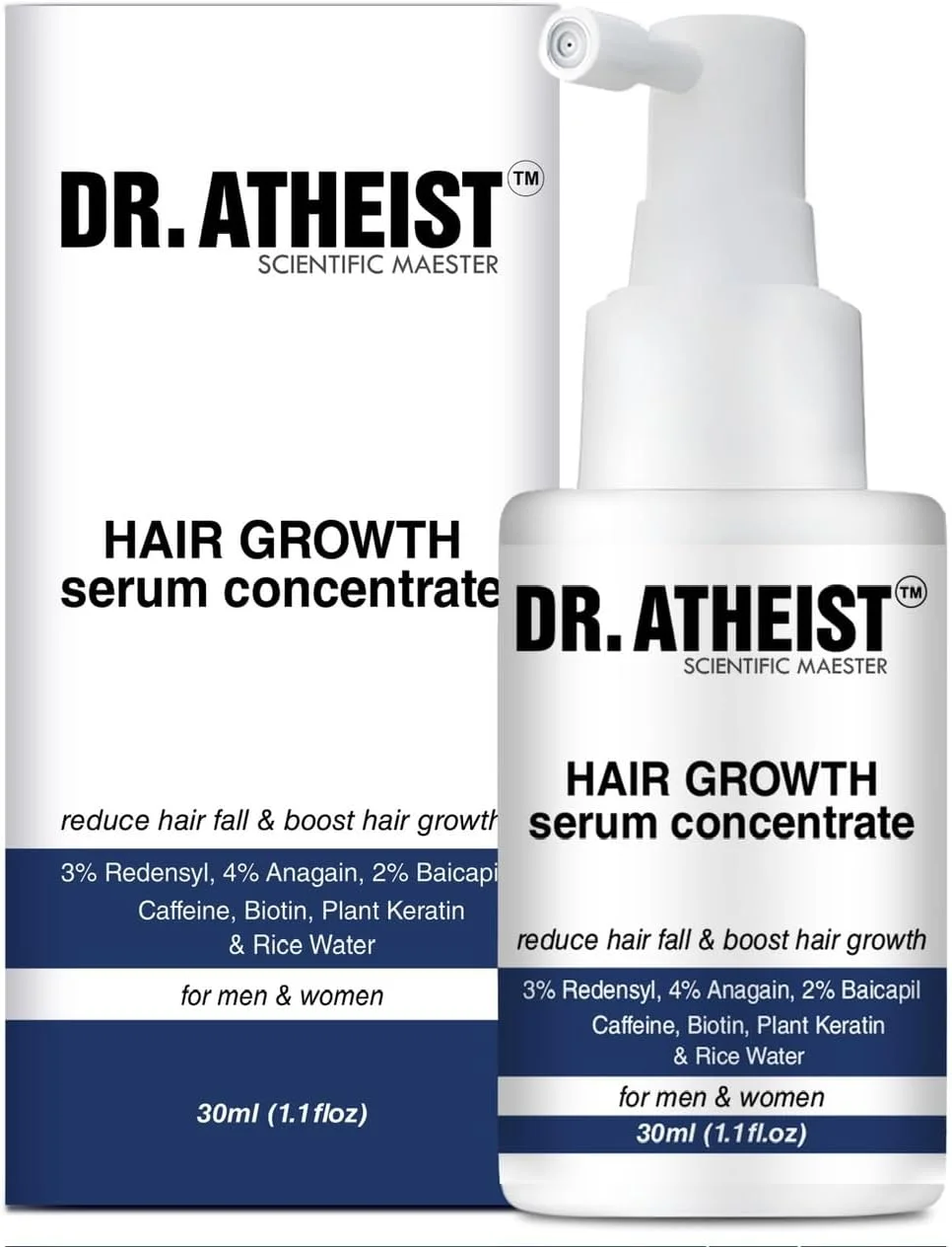 سرم رشد مو دکتر آتییست برای زنان و مردان، ردنسيل 3% آناگین، 2% بایکاپیل، کافئین، بیوتین، کراتین گیاهی و آب برنج - ضد وز، آبرسان، ترمیم کننده، بدون سولفات، مواد ارگانیک، ویتامین E، 110 گرم