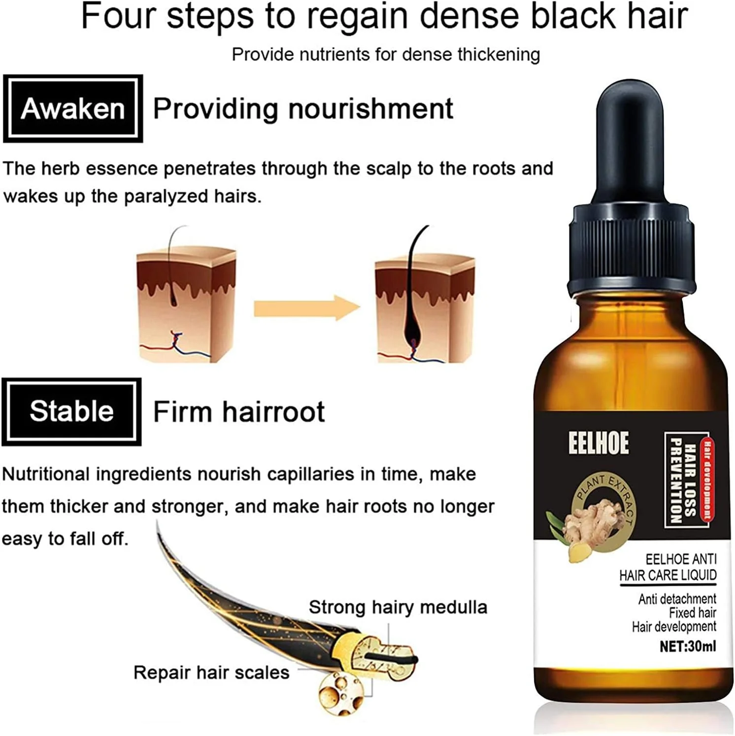 سرم موی قوی 10X-Regro برای رشد سریع مو، درمان 30 میلی لیتر، ترمیم فولیکول های مو، نازک شدن مو، درمان طاسی، تقویت موهای ضخیم تر و قوی تر، مایع درمان ریزش مو برای زنان و مردان، ضخیم کننده مو