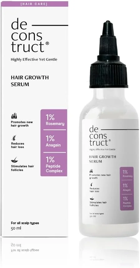سرم رشد مو Deconstruct حاوی رزماری و 1% آناگین + 1% کمپلکس پپتیدی | برای رشد مو و جلوگیری از ریزش مو | سرم بر پایه آب برای آقایان و بانوان | 50 میلی لیتر سرم رشد مو Deconstruct حاوی رزماری و 1% آناگین + 1% کمپلکس پپتیدی | برای رشد مو و جلوگیری از ریزش مو | سرم بر پایه آب برای آقایان و بانوان | 50 میلی لیتر