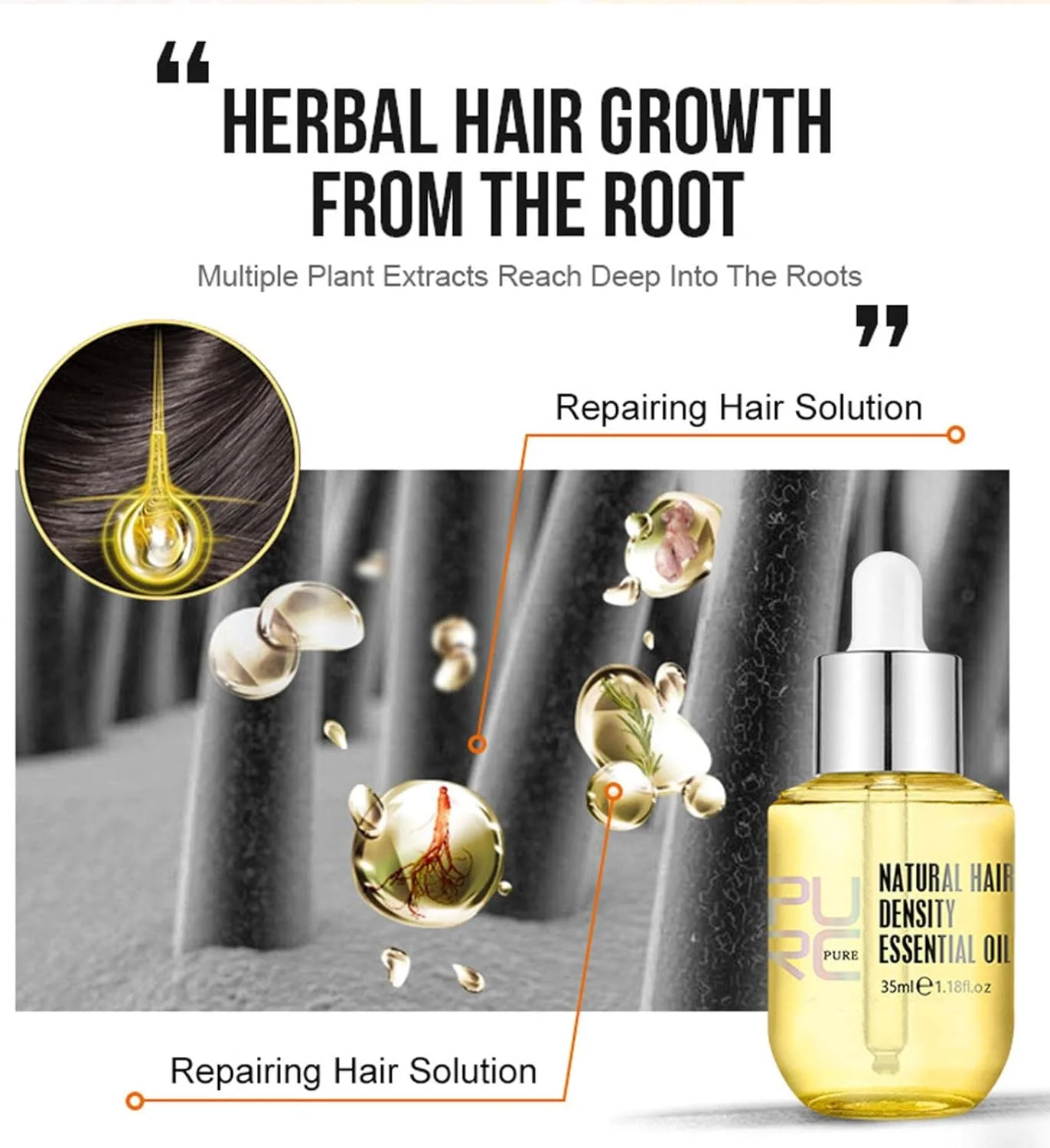 روغن تقویت کننده موی سر Purc، روغن ضروری طبیعی برای افزایش تراکم مو، سرم غلیظ کننده اسانس رشد طبیعی مو، سرم رشد سریع، سرم ضد وز و جلوگیری از ریزش مو (3 عدد) روغن تقویت کننده موی سر Purc، روغن ضروری طبیعی برای افزایش تراکم مو، سرم غلیظ کننده اسانس رشد طبیعی مو، سرم رشد سریع، سرم ضد وز و جلوگیری از ریزش مو (3 عدد)