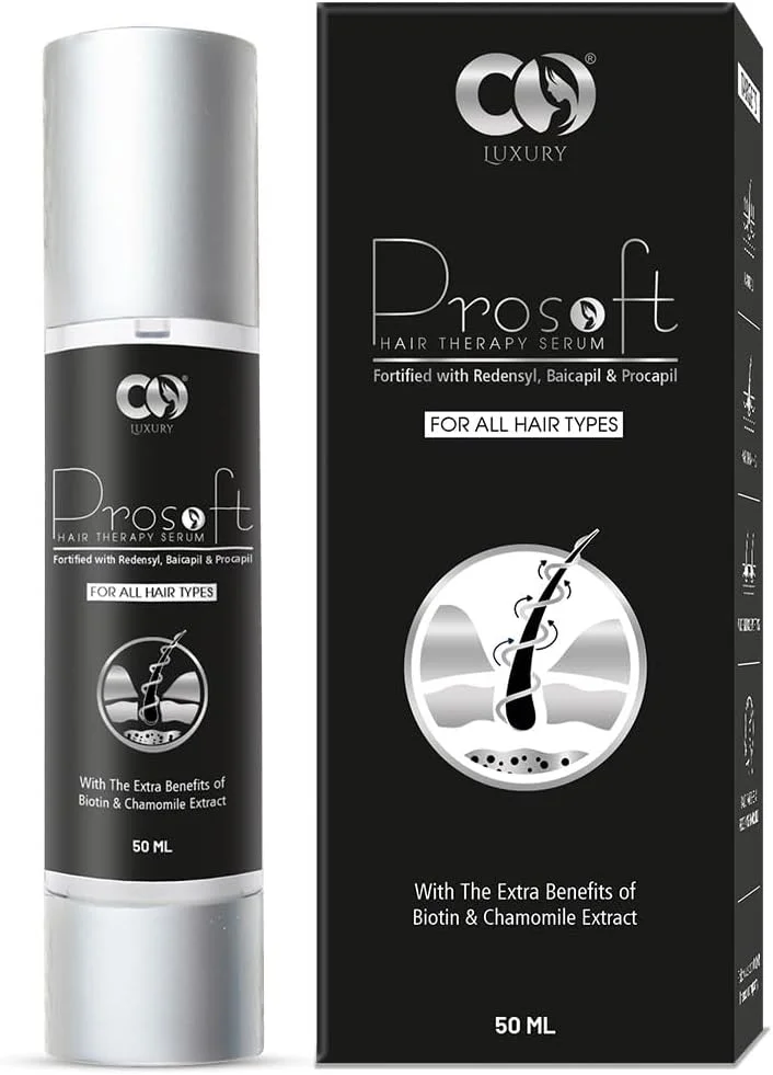 سرم رشد مو CO LUXURY Prosoft | Redensyl، Baicapil و Procapil | ضد ریزش مو، رشد مجدد مو و تغذیه کننده پوست سر | بیوتین و بابونه | سرم مو سبک و غیر چرب برای آقایان و خانم ها - 50 میلی لیتر