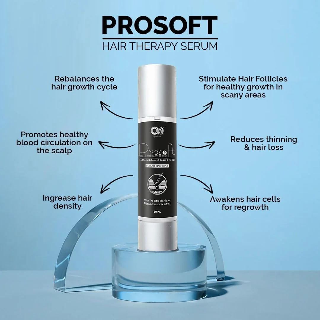 سرم رشد مو CO LUXURY Prosoft | Redensyl، Baicapil و Procapil | ضد ریزش مو، رشد مجدد مو و تغذیه کننده پوست سر | بیوتین و بابونه | سرم مو سبک و غیر چرب برای آقایان و خانم ها - 50 میلی لیتر