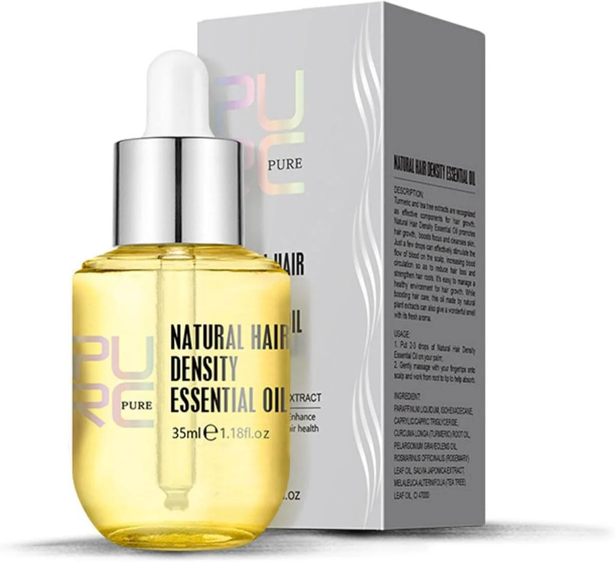 روغن تقویت کننده مو Purc، روغن ضروری خالص و طبیعی برای افزایش تراکم مو، سرم غلیظ کننده عصاره رشد طبیعی مو، سرم رشد سریع، سرم ضد وز و جلوگیری از ریزش مو (1 عدد)