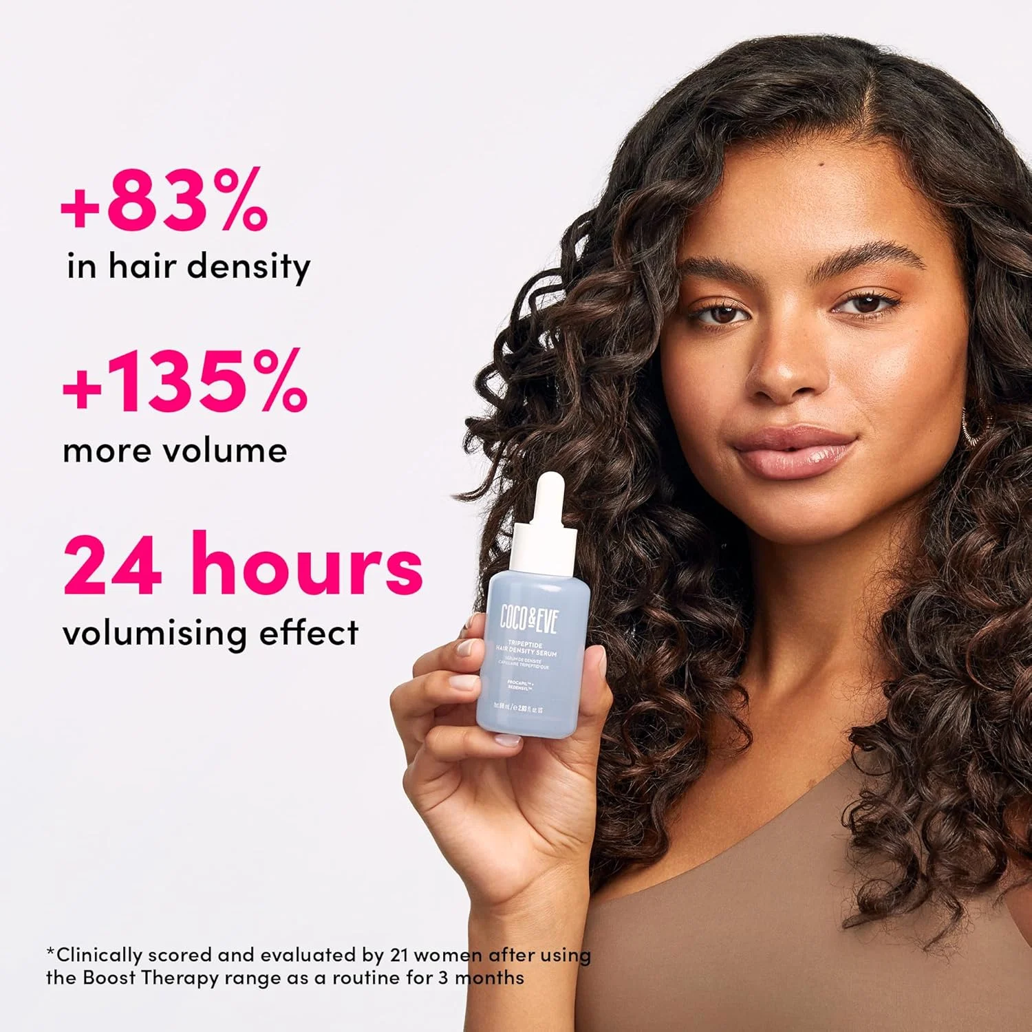 سرم تقویت کننده مو Coco & Eve Boost Therapy Tripeptide. برای موهای ضخیم تر و پرپشت تر. ضد ریزش و نازک شدن مو، درمان سبک وزن پوست سر با بیوتین و کافئین برای حجم و احیای مو (60 میلی لیتر)