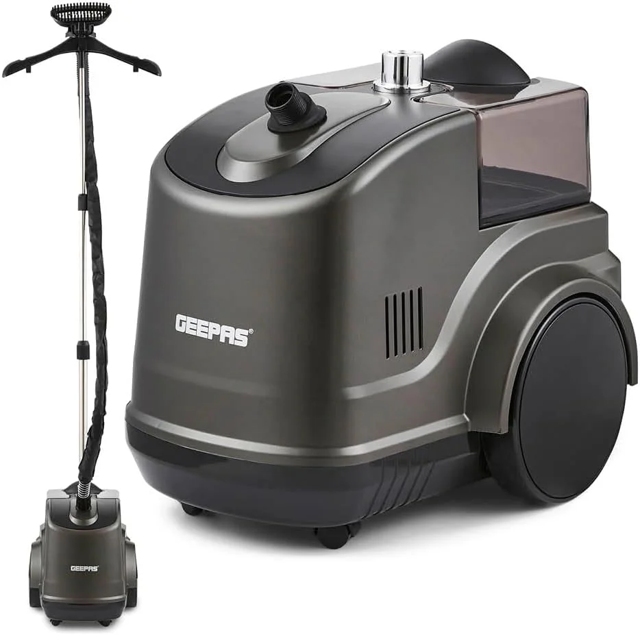 بخارگر لباس جیپاس - GGS25020 / 2000 وات، به همراه چوب لباسی و برس پارچه، تنظیمات 2 سرعته / ظرفیت مخزن آب جداشدنی 3 لیتری، مناسب برای انواع پارچه و ایمن برای پارچه های ظریف / مشکی