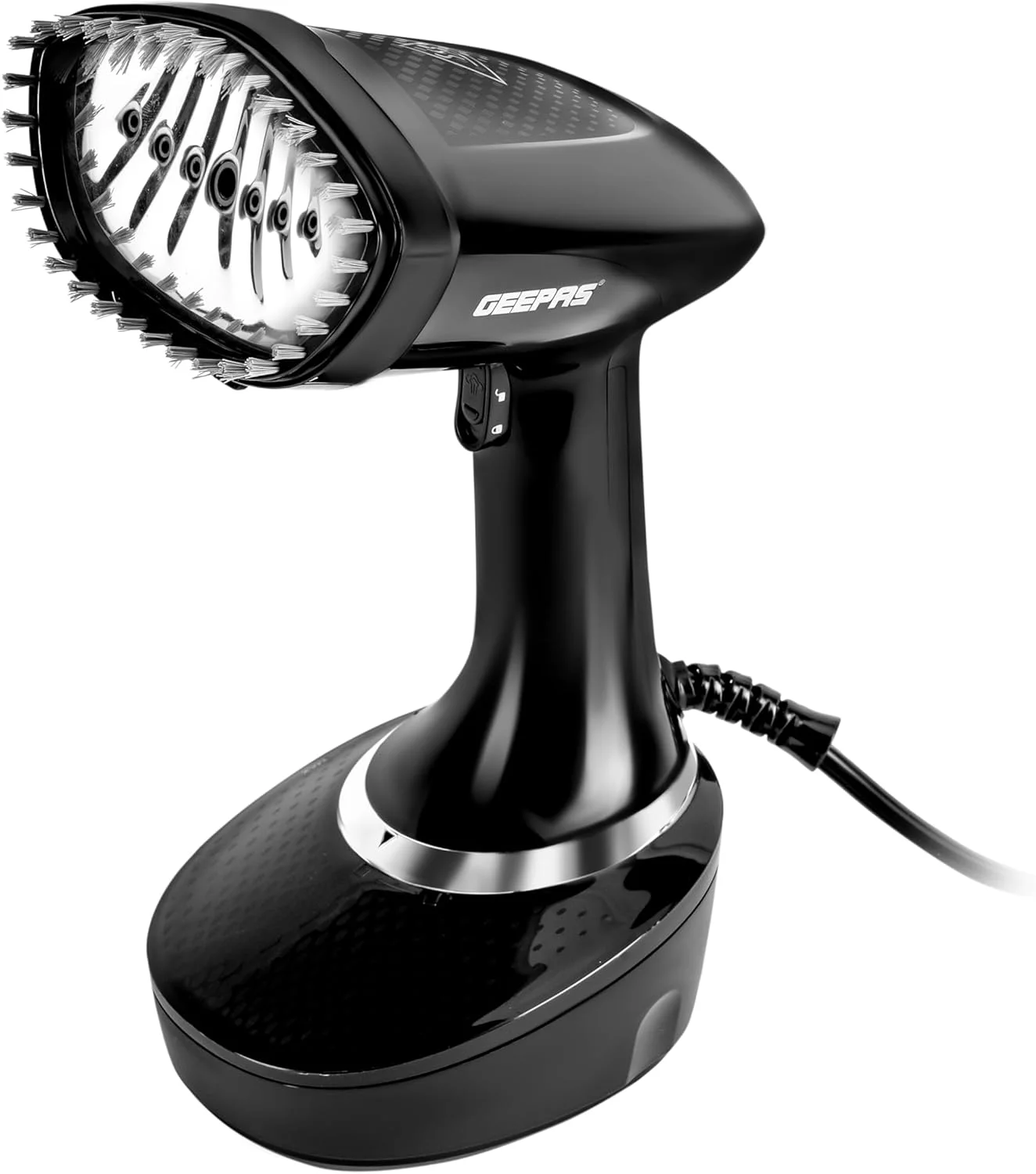 بخارگر دستی لباس جیپاس - GGS25041/ 1500 وات، استفاده آسان، مناسب برای انواع پارچه و ایمن برای پارچه های ظریف/ اتو کشی عمودی و ظرفیت 400 میلی لیتر/ مشکی