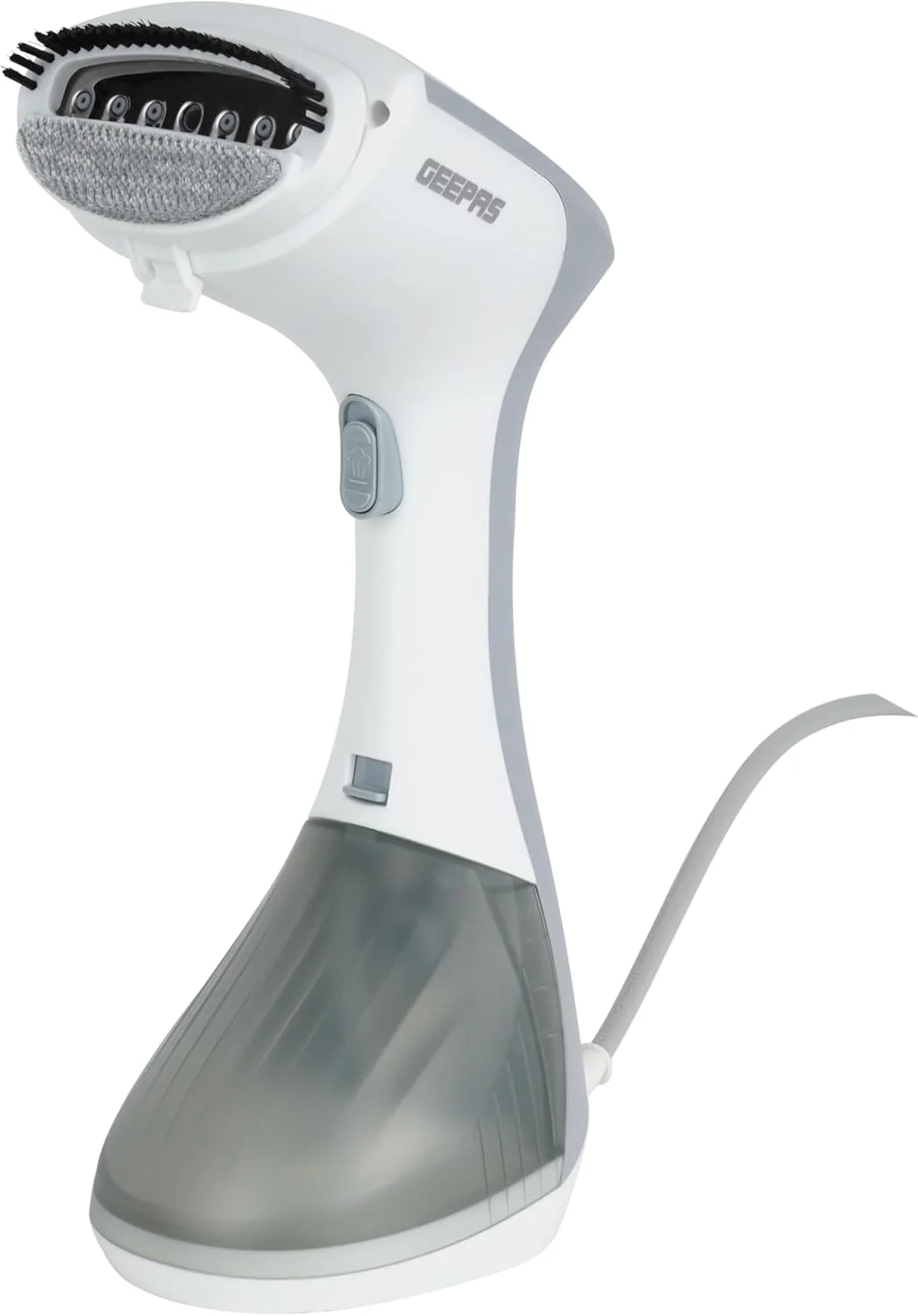 بخارگر دستی لباس جیپاس مدل GGS25043-GR، 1300 وات، استفاده آسان، صفحه استیل ضد زنگ، مناسب برای انواع پارچه و ایمن برای پارچه های ظریف، با گرمایش دو کاناله، اتو کشی عمودی