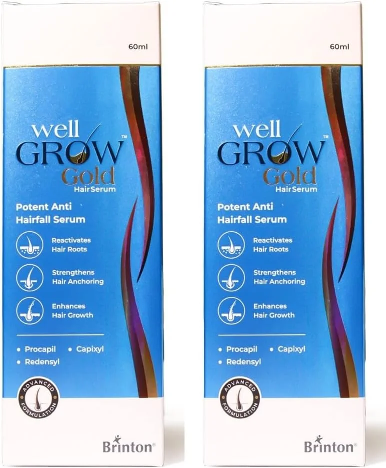 سرم موی تقویت کننده و ضد ریزش مو برینتون WellGrow Gold مناسب مراقبت از مو، بانوان و آقایان (60 میلی لیتر) - بسته 2 عددی