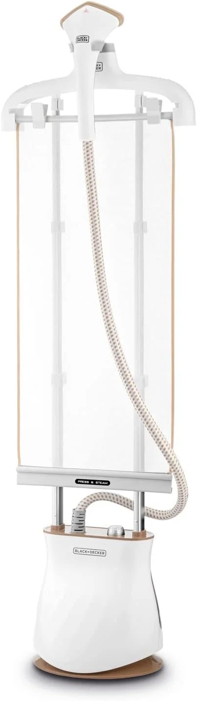 بخارگر لباس دو میله بلک اند دکر، 2400 وات، گرم شدن سریع، نرخ بخار 35 گرم در دقیقه، مخزن 1.5 لیتری، 6 سطح بخار، سر استیل ضد زنگ، خاموش شدن خودکار، ظرفیت بخاردهی طولانی مدت، سفید - GST2400-B5