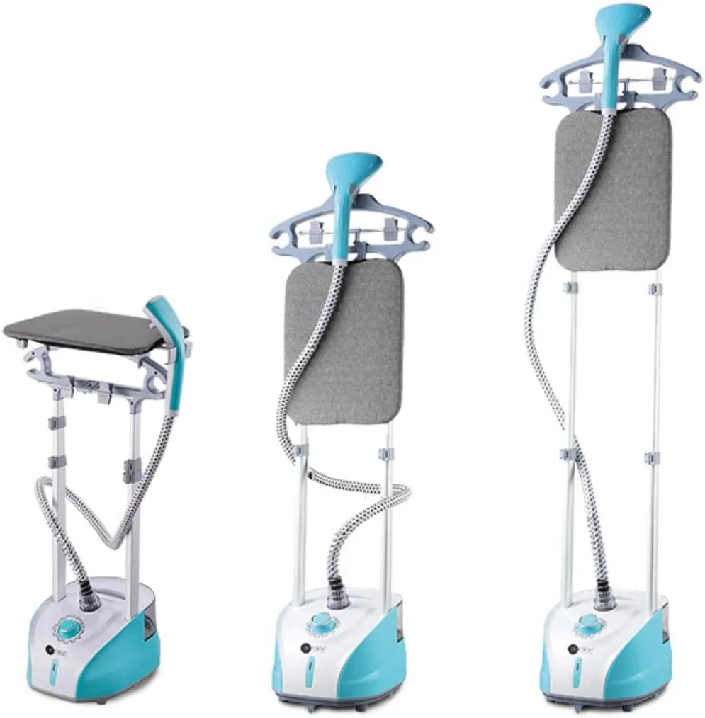 بخارگر لباس آفرا 1.6 لیتری 1950 وات، زمان گرم شدن 30 ثانیه، مشکی و خاکستری، خروجی هوا 32 گرم در دقیقه، میله تلسکوپی قابل تنظیم، ارتفاع پایه 41 تا 110 سانتی متر، AF-1950GSGB