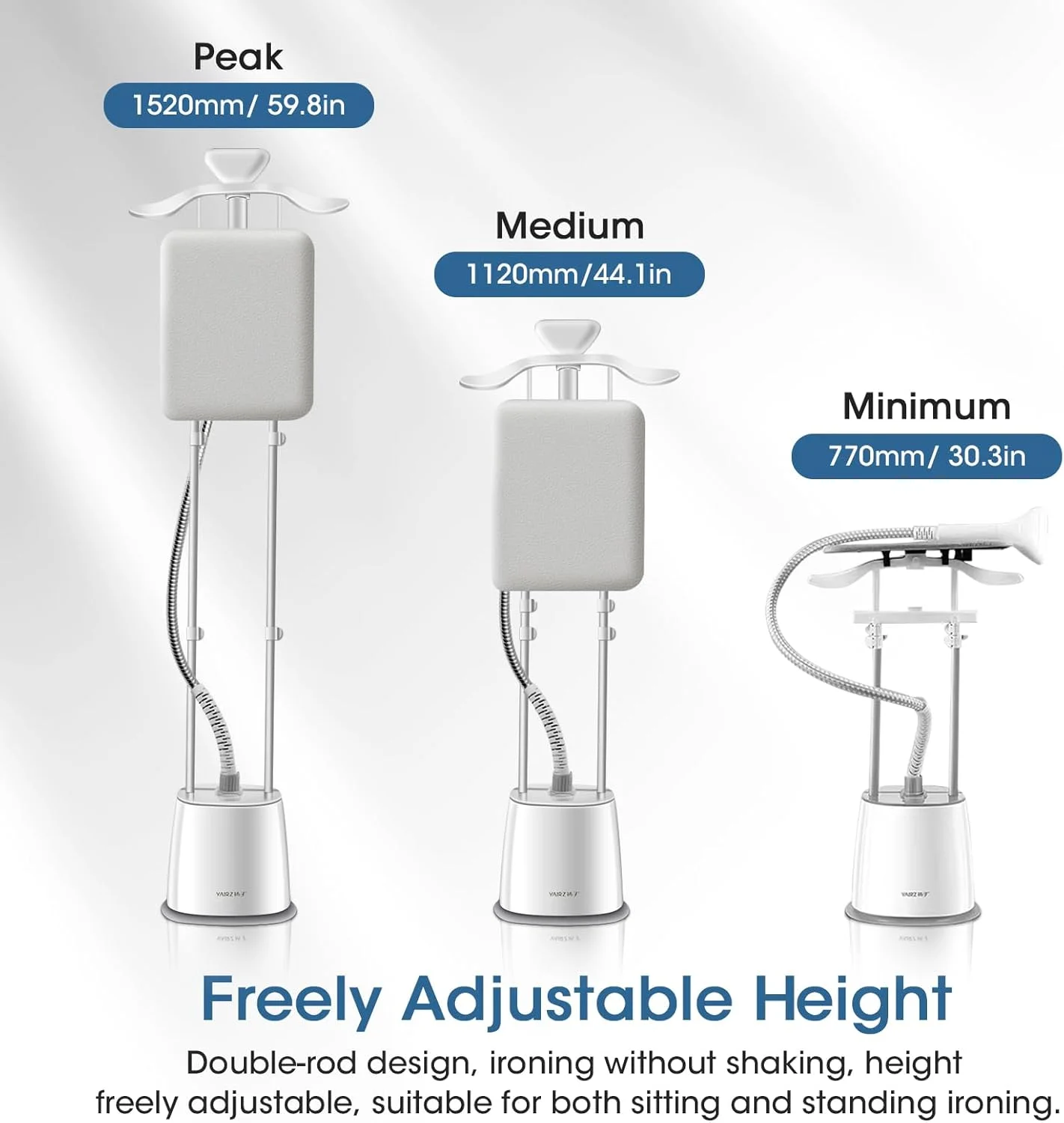 اتو بخار ایستاده عمودی Adando: اتو بخار لباس با تخته - بخار ضد باکتری 2000 وات - میله دوتایی جمع شونده با مخزن 2.5 لیتری و چرخ - مناسب برای عبا/کت و شلوار اداری/اسباب بازی کودکان در دبی