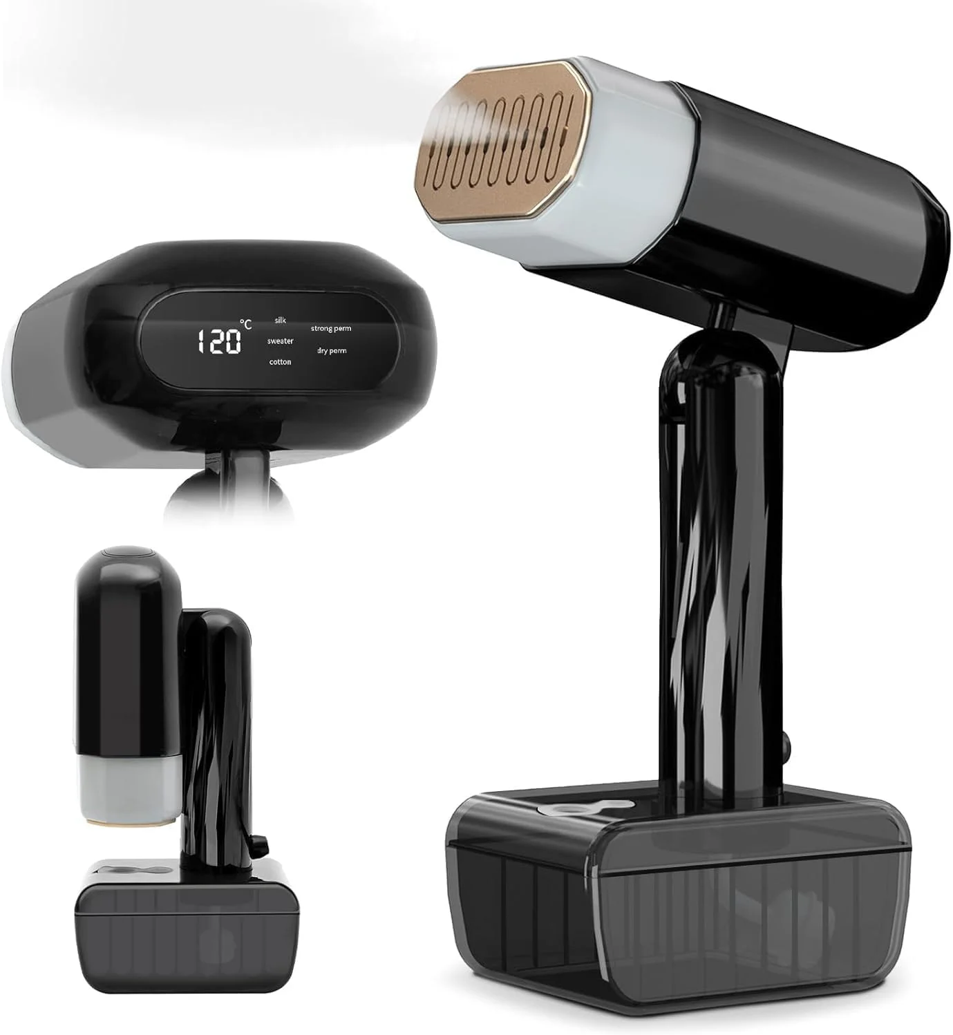 اتو بخار دستی لباس AMINAC با گرم شدن سریع 10 ثانیه ای، اتو بخار قدرتمند 1800 واتی لباس با مخزن 330 میلی لیتری، خاموش شدن خودکار و 5 تنظیمات بخار، اتو مسافرتی قابل حمل برای از بین بردن چین و چروک های قوی روی پارچه ها