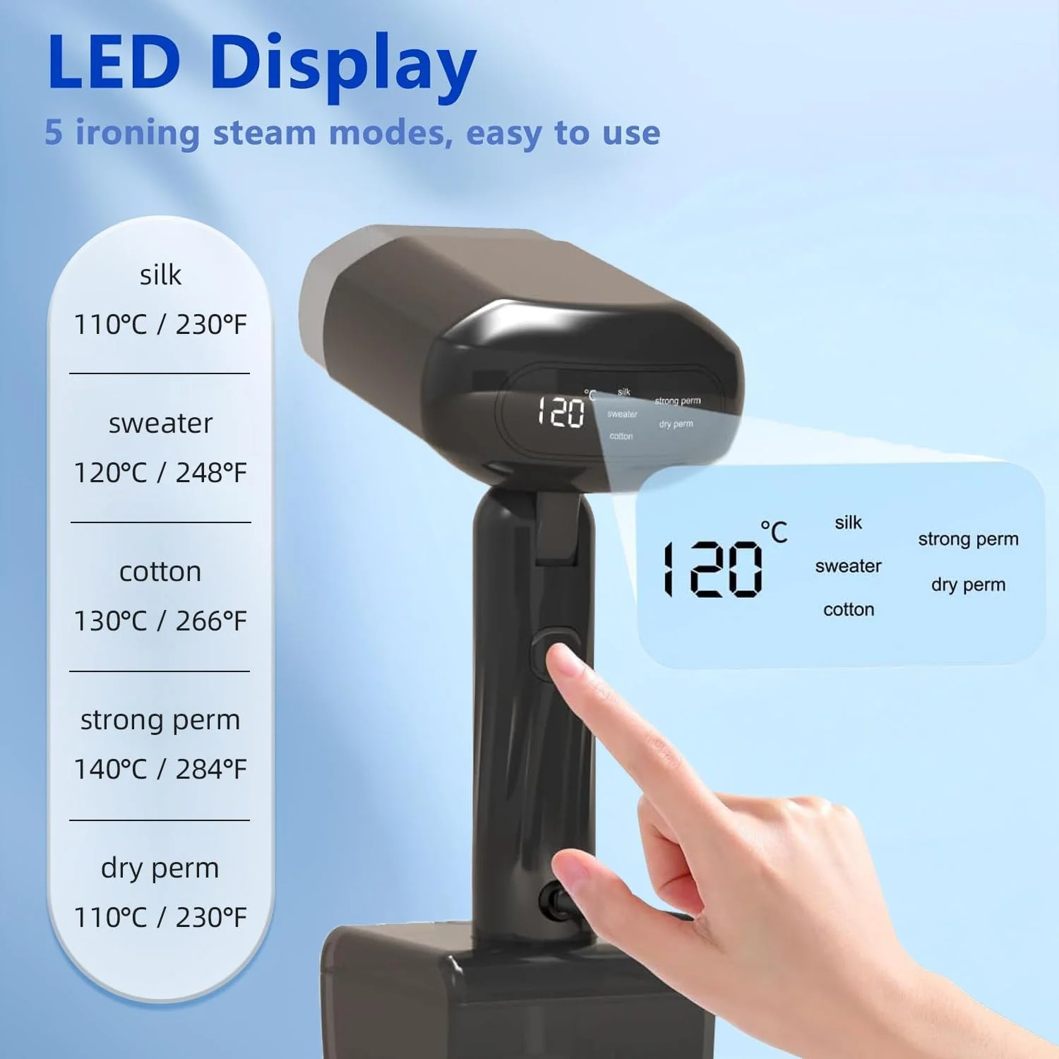 اتو بخار دستی لباس AccLoo، 1800 وات با گرم شدن سریع 10 ثانیه ای، مخزن 330 میلی لیتری، 5 حالت بخار و خاموش شدن خودکار، بخارگر لباس قابل حمل برای از بین بردن سریع چروک اتو بخار دستی لباس AccLoo، 1800 وات با گرم شدن سریع 10 ثانیه ای، مخزن 330 میلی لیتری، 5 حالت بخار و خاموش شدن خودکار، بخارگر لباس قابل حمل برای از بین بردن سریع چروک