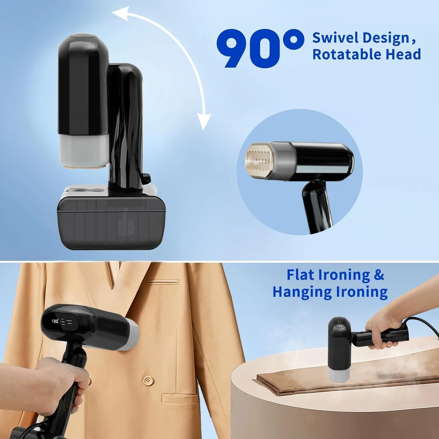 اتو بخار دستی لباس AccLoo، 1800 وات با گرم شدن سریع 10 ثانیه ای، مخزن 330 میلی لیتری، 5 حالت بخار و خاموش شدن خودکار، بخارگر لباس قابل حمل برای از بین بردن سریع چروک اتو بخار دستی لباس AccLoo، 1800 وات با گرم شدن سریع 10 ثانیه ای، مخزن 330 میلی لیتری، 5 حالت بخار و خاموش شدن خودکار، بخارگر لباس قابل حمل برای از بین بردن سریع چروک