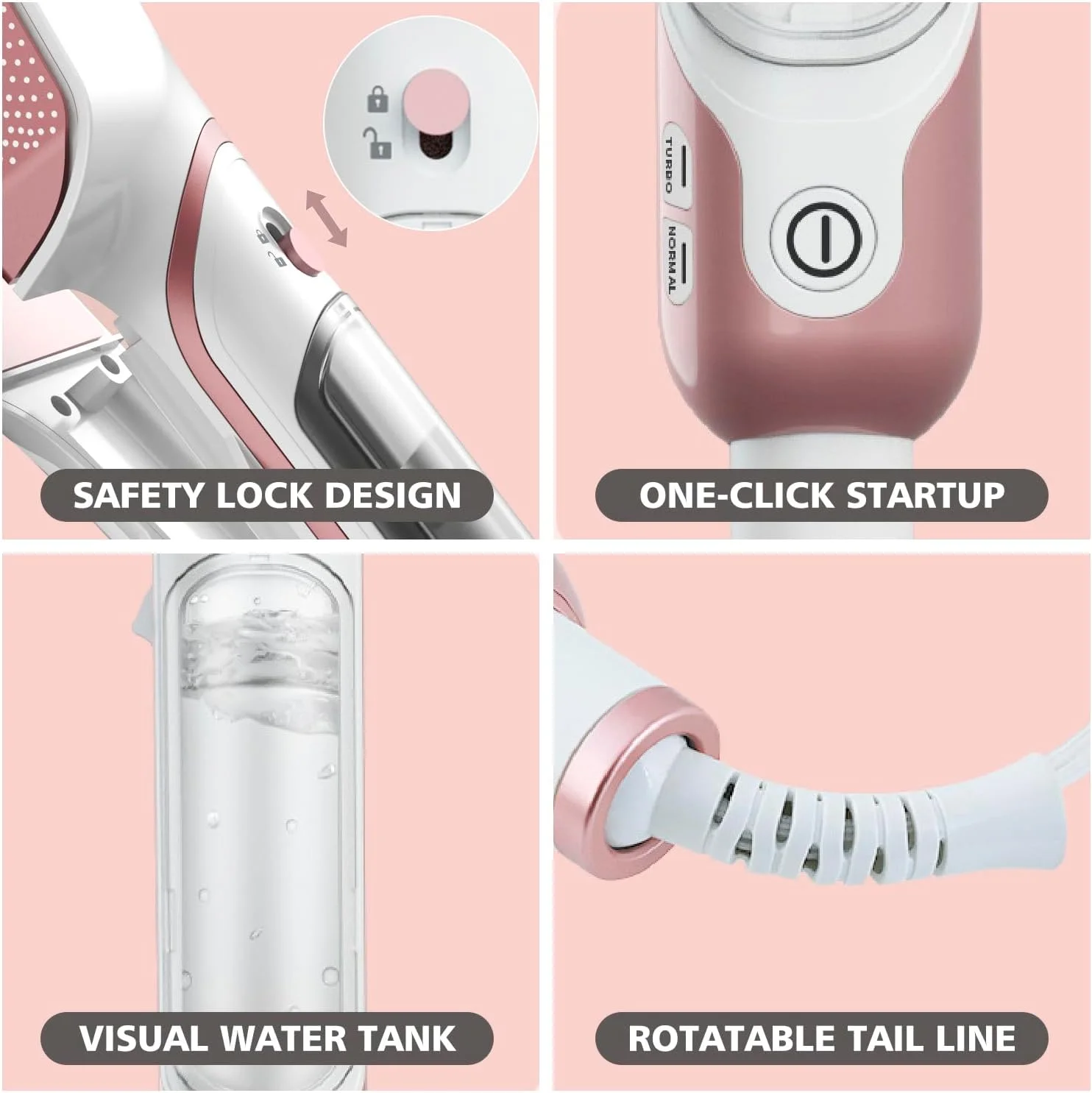 اتو بخار مسافرتی قابل حمل آنجو برای لباس، اتو بخار 3 در 1 برای از بین بردن سریع چروک، گرم شدن سریع، بخار مداوم، اتو پرس دستی برای خانه، محل کار یا مسافرت