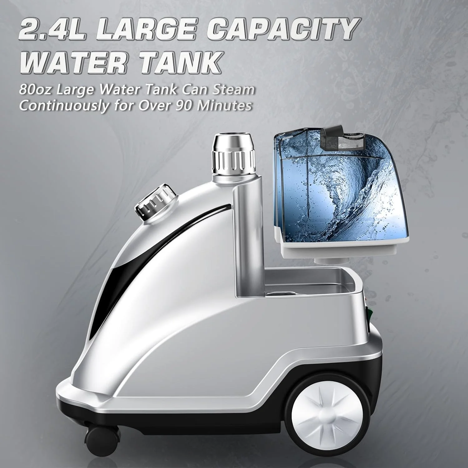 بخارگر لباس Anthter، بخارگر ایستاده قدرتمند 1500 واتی با چرخ، مخزن آب 2.4 لیتری برای 90 دقیقه بخاردهی مداوم، گرم شدن سریع 35 ثانیه ای، ایده آل برای استفاده تجاری و خانگی