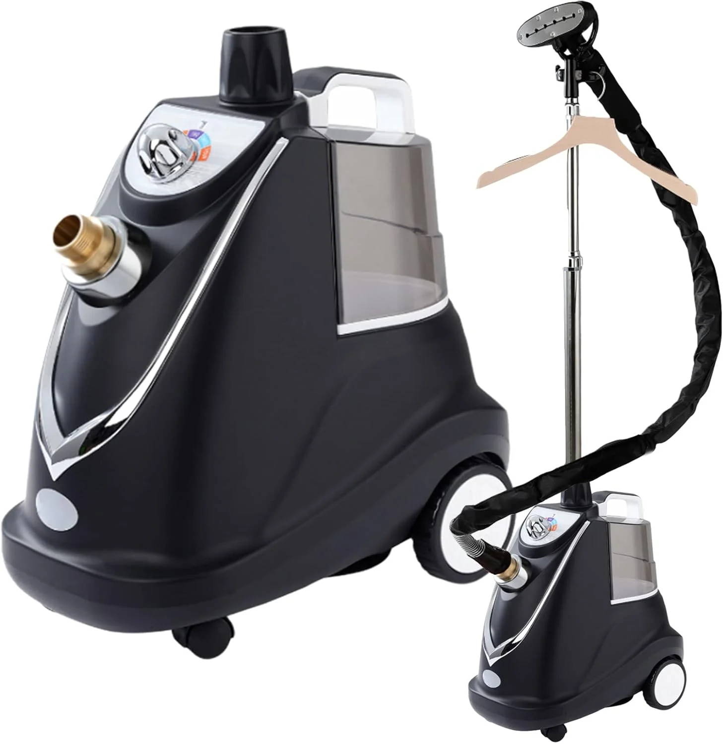 بخارگر لباس 2200 واتی، بخارگر لباس سنگین با مخزن آب بزرگ 3.8 لیتری، 4 حالت بخار، گرمایش سریع، 70 دقیقه بخار مداوم، مشکی (رزگلد)