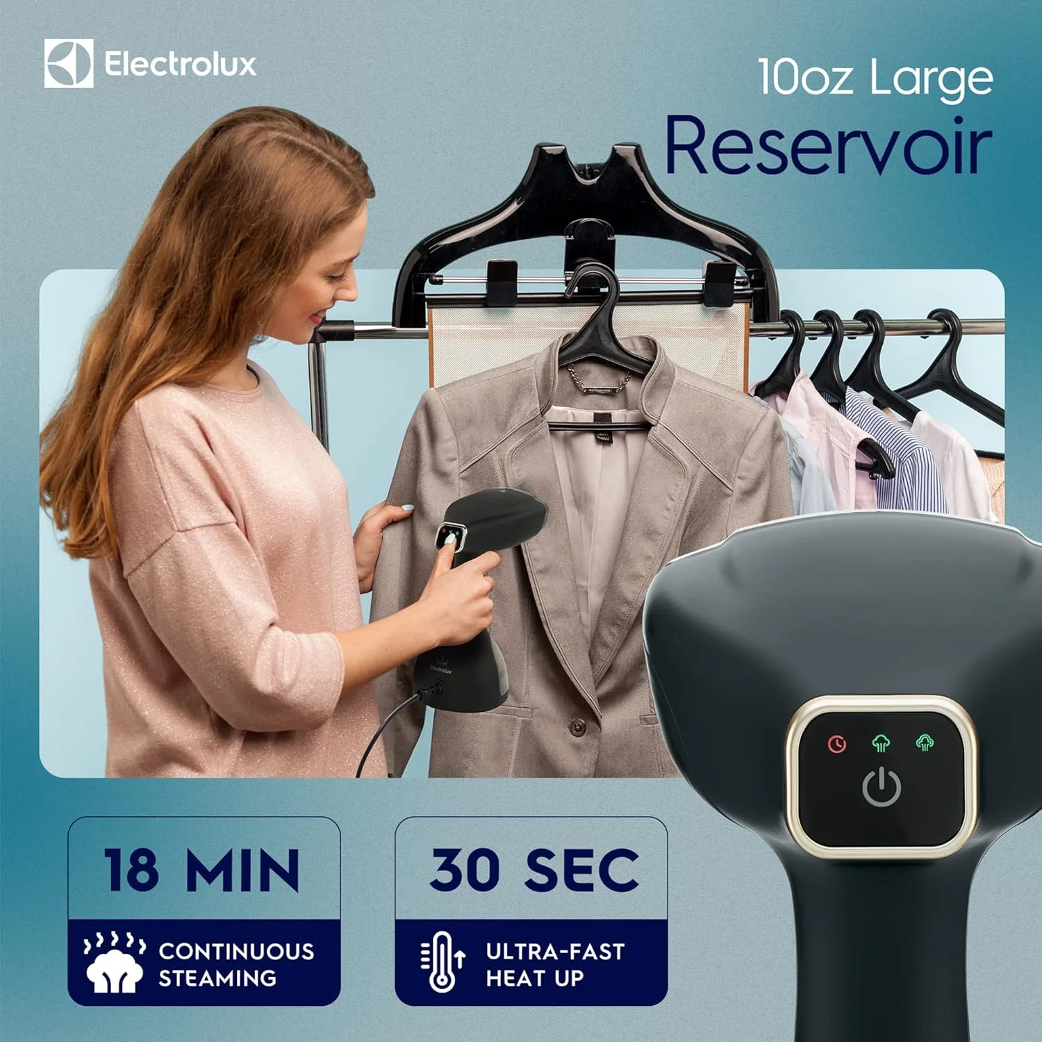 بخارگر دستی الکترولوکس 1500 وات - مشکی - LX15002