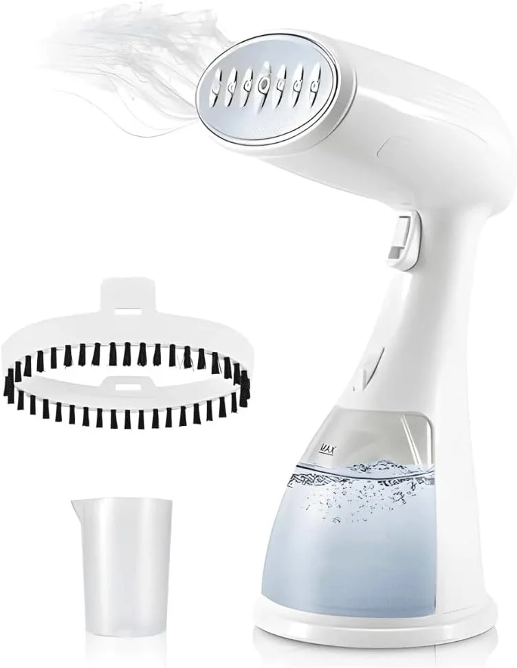 بخارگر دستی لباس 1500 وات - بخارگر قابل حمل لباس با مخزن آب جداشدنی 300 میلی لیتری، گرم شدن سریع، بخار مداوم، از بین برنده چین و چروک پارچه برای خانه و مسافرت - 220 ولت - 240 ولت