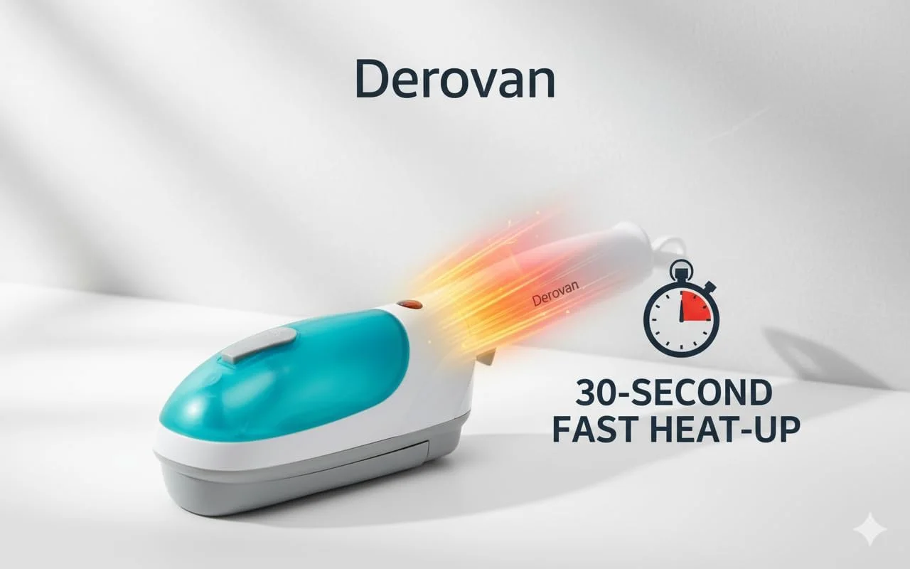 بخارگر لباس قابل حمل فوق سبک Derovan - اتو بخار دستی جمع و جور 1200 وات، فوق سبک 100 گرمی و گرم شدن سریع - ایده آل برای مسافرت و استفاده در منزل