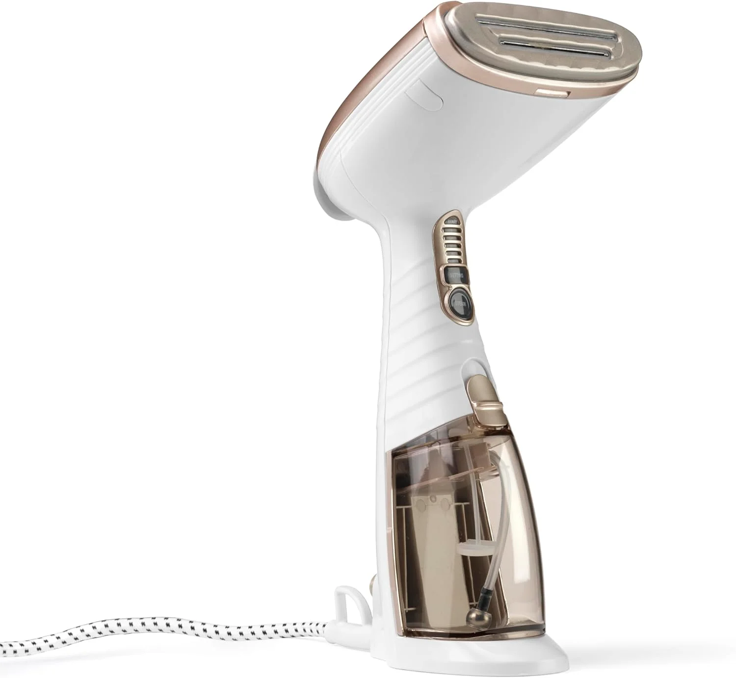 بخارگر لباس مسافرتی Conair Turbo Extreme Steam، سفید و بژ، 1.1E+3W، 7 میلی لیتر، GS59XE، دو ولتاژ، دستی، جمع و جور، گرم شدن سریع، بخار با سرعت بالا