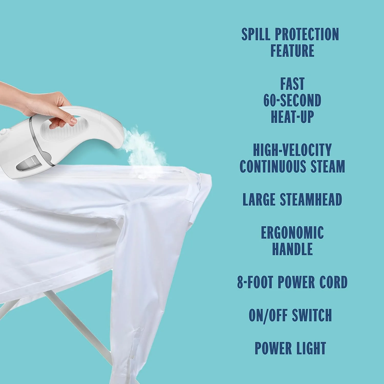 بخارگر دستی پارچه Conair CompleteSteam با توان 1100 وات، سفید