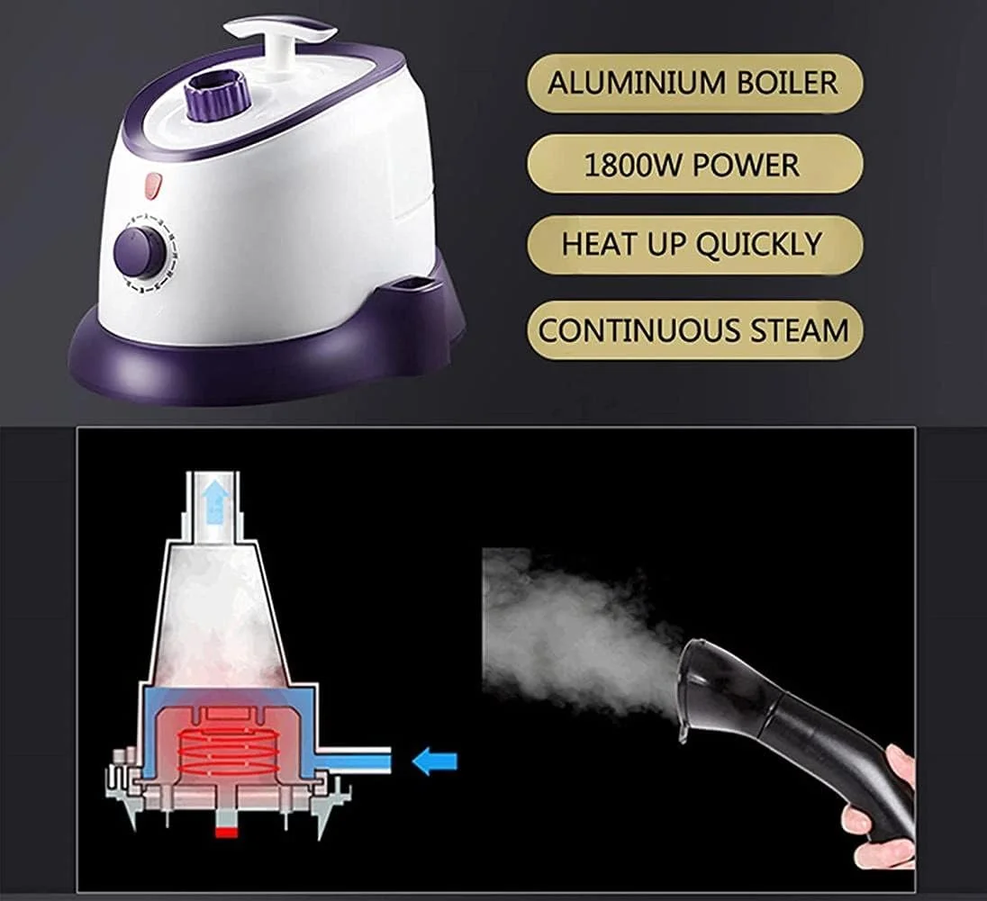 بخارگر لباس ایستاده 1800 واتی با جریان بخار 35 گرم در دقیقه، بخارگر لباس برای رفع سریع چروک ها، بخارگر دستی صاف و عمودی، بخارگر لباس مناسب برای همه پارچه ها