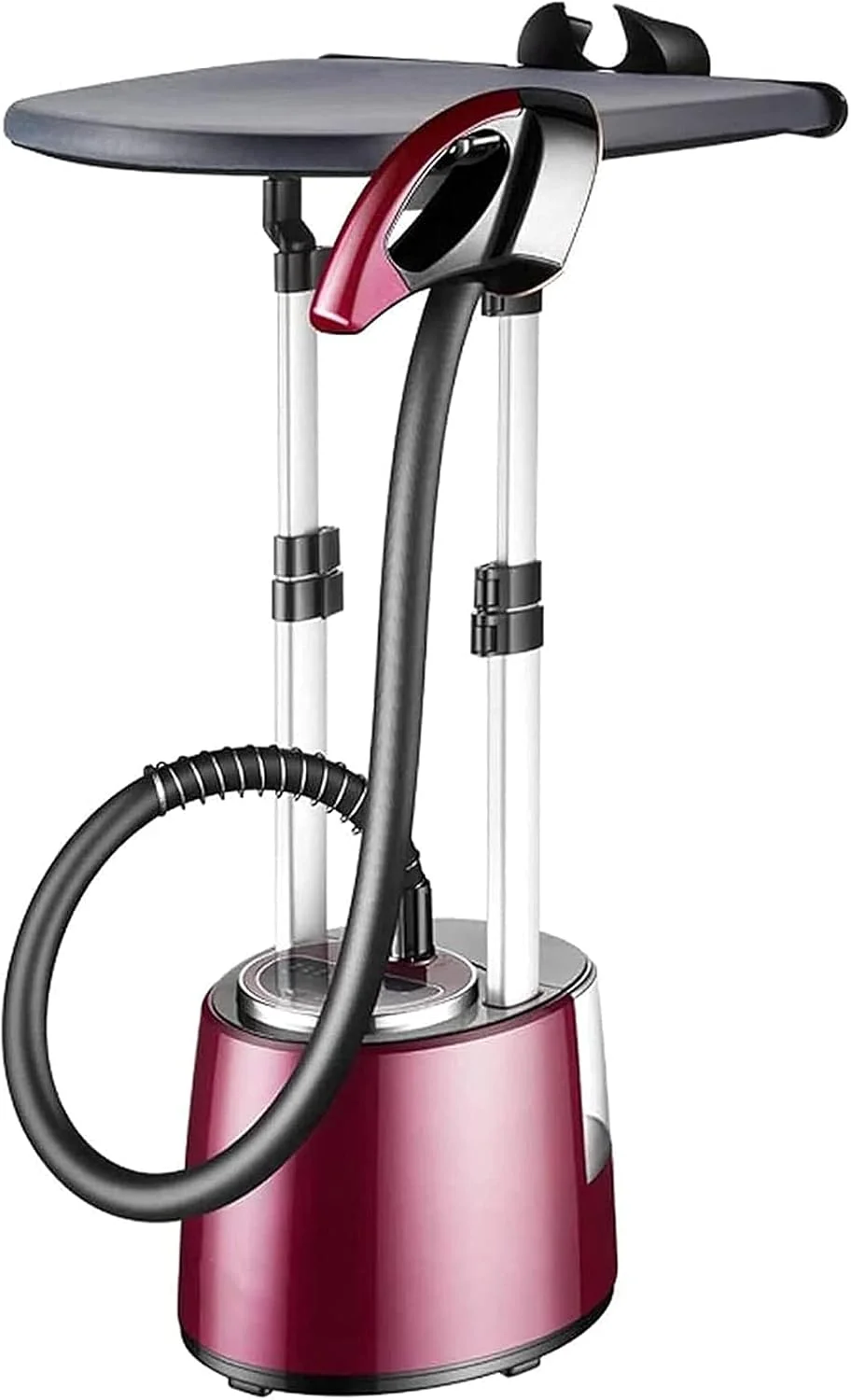 بخارگر عمودی لباس 2000 واتی، بخارگر حرفه ای و سنگین برای مصارف تجاری و خانگی، اتو بخار دستی لباس با مخزن آب 2 لیتری (نقره ای)