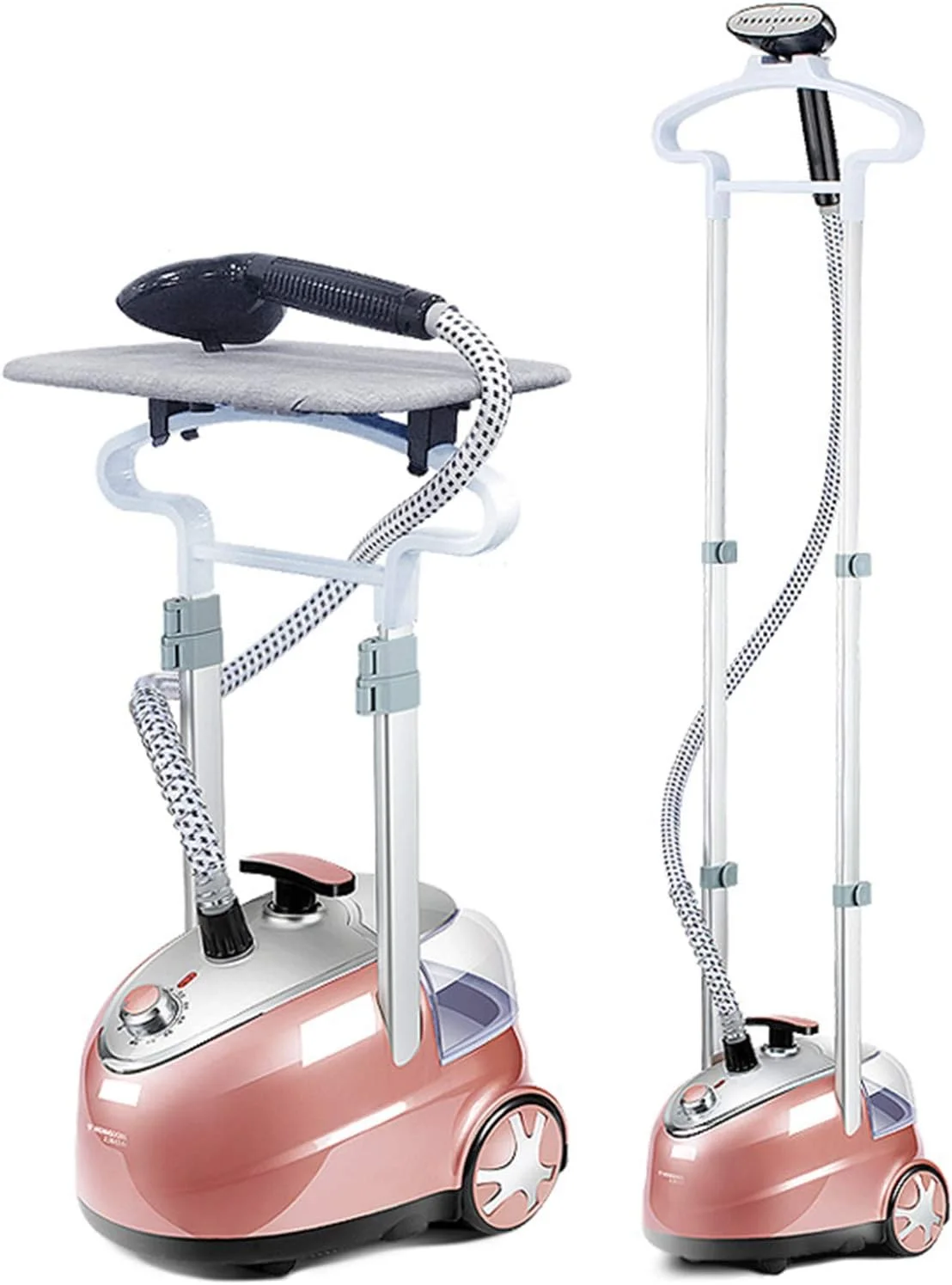 اتو بخار ایستاده لباس دو میله 2000 وات بخار سریع خانگی اتو بخار کوچک دستی با میز اتو داخلی و مخزن آب 1.8 لیتری، طلایی (طلایی)