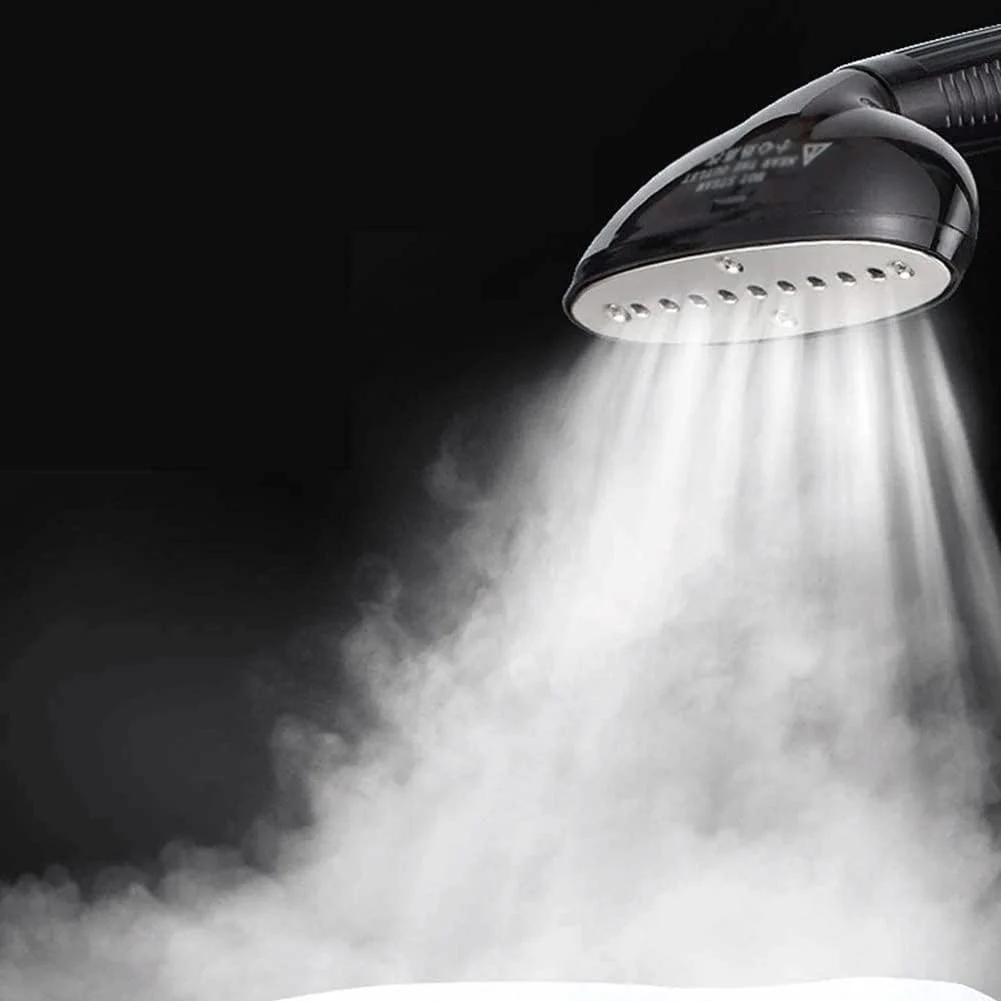 بخارگر لباس 2000 وات عمودی دو میله ای بخار سریع اتو بخار دستی کوچک خانگی با میز اتو داخلی و مخزن آب 1.8 لیتری (طلایی)