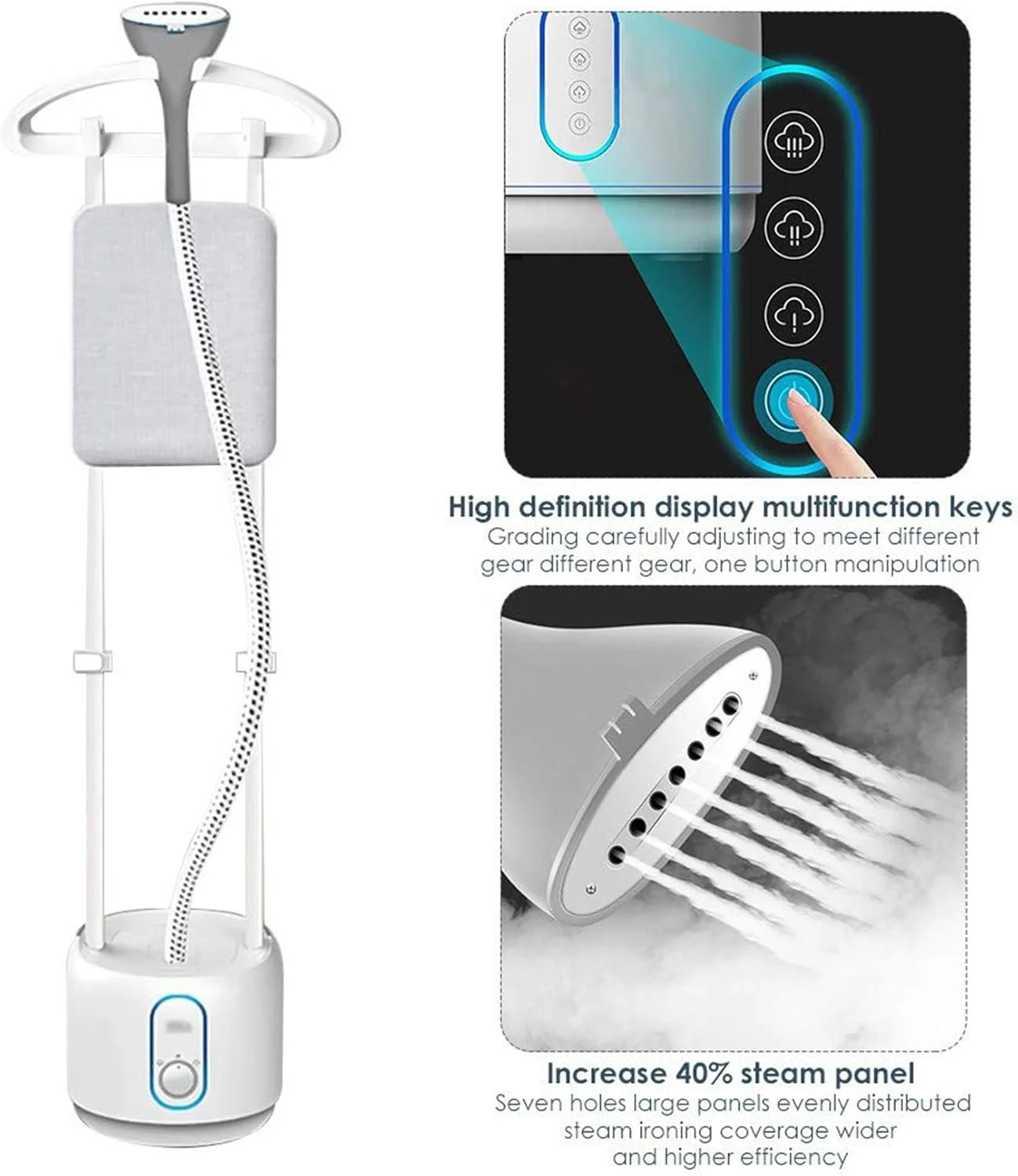 بخارگر عمودی لباس دو میله 2000 وات بخار سریع اتو بخار دستی کوچک خانگی با میز اتو داخلی و مخزن آب 2.2 لیتری بخارگر عمودی لباس دو میله 2000 وات بخار سریع اتو بخار دستی کوچک خانگی با میز اتو داخلی و مخزن آب 2.2 لیتری