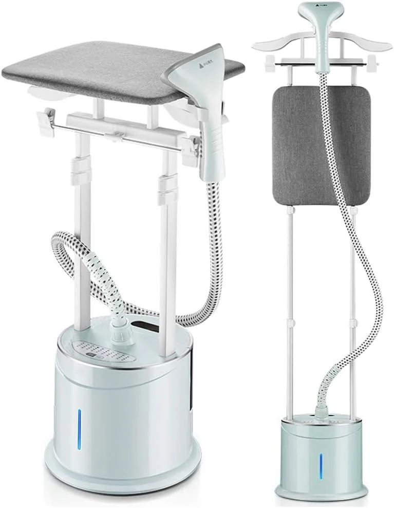 بخارگر لباس ایستاده Clothes، اتوکشی افقی و عمودی 2 در 1، گرم شدن سریع 35 ثانیه ای، از بین برنده چروک لباس، مناسب برای مصارف سنگین با 10 سطح بخار، مخزن آب 2 لیتری، سبز، 2000 وات (2000 وات)