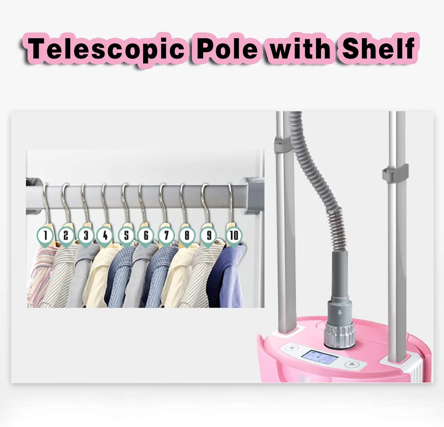 بخارگر ایستاده لباس، 1580 وات، بخارگر قدرتمند لباس، 45 ثانیه، رفع سریع چروک، بخارگر لباس سنگین با مخزن آب 1.6 لیتری