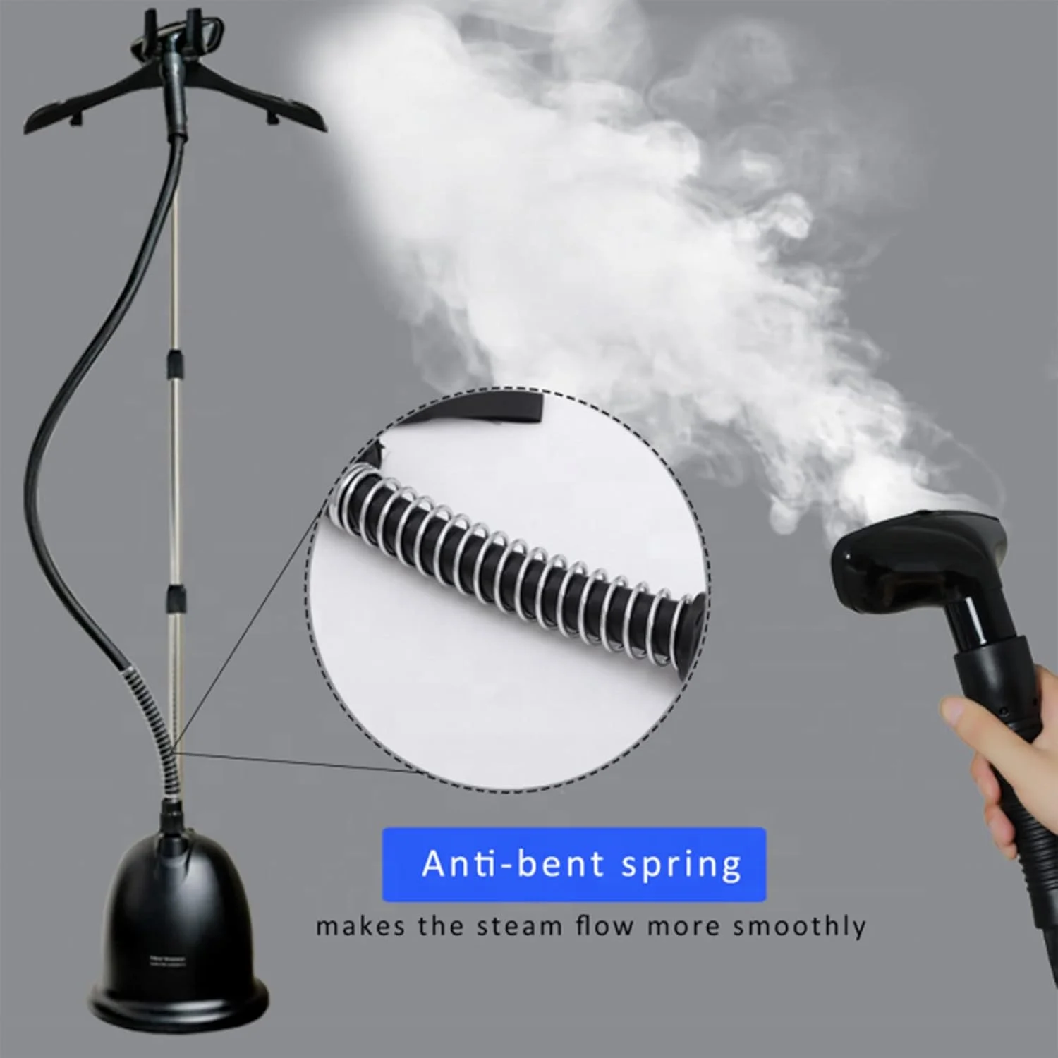 بخارگر ایستاده لباس - بخارگر عمودی ایستاده با آویز ضد لغزش، بخارگر قدرتمند 1750 واتی با گرم شدن سریع 45 ثانیه ای، چین و چروک ها را فورا از بین می برد، سفید (مشکی)