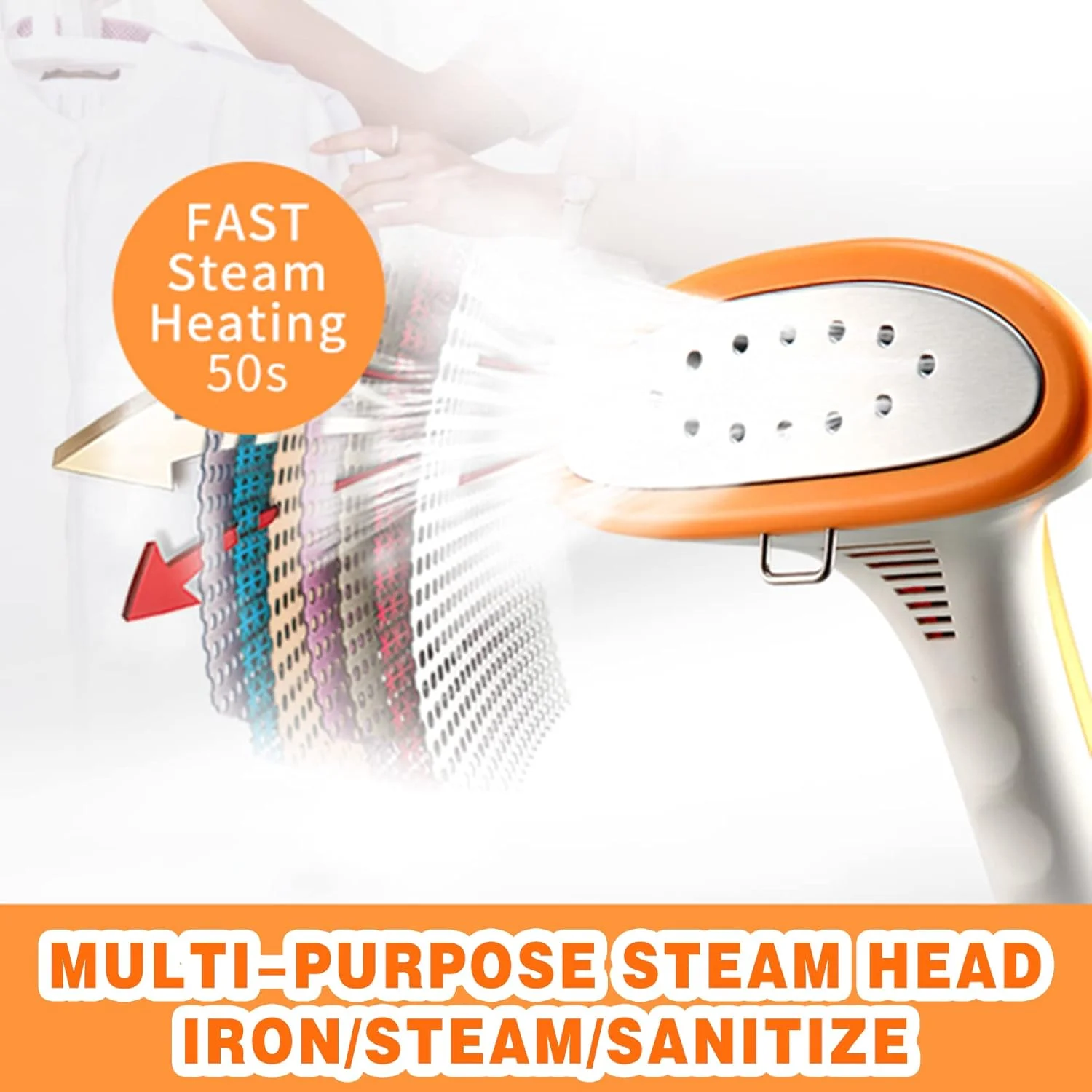 بخارگر لباس ایستاده، بخارگر حرفه ای 2000 واتی با مخزن آب 2.2 لیتری، بخارگر لباس سنگین، مناسب برای انواع لباس با آویز و تمام پارچه ها، صورتی-2000 وات (صورتی 2000 وات)