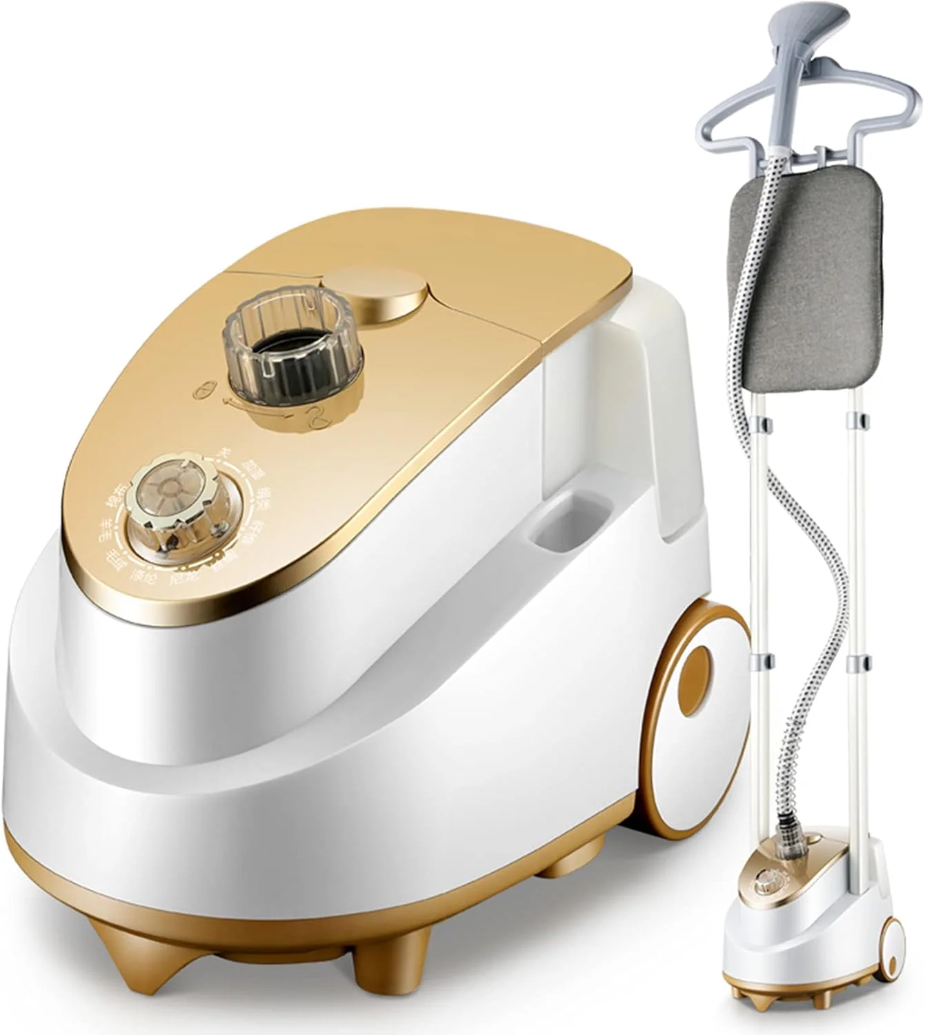 بخارگر لباس، بخارگر عمودی لباس 1950 وات حرفه ای برای مصارف تجاری و خانگی، حذف سریع چروک در 45 ثانیه با میز اتو و مخزن آب 1.6 لیتری، طلایی بخارگر لباس، بخارگر عمودی لباس 1950 وات حرفه ای برای مصارف تجاری و خانگی، حذف سریع چروک در 45 ثانیه با میز اتو و مخزن آب 1.6 لیتری، طلایی